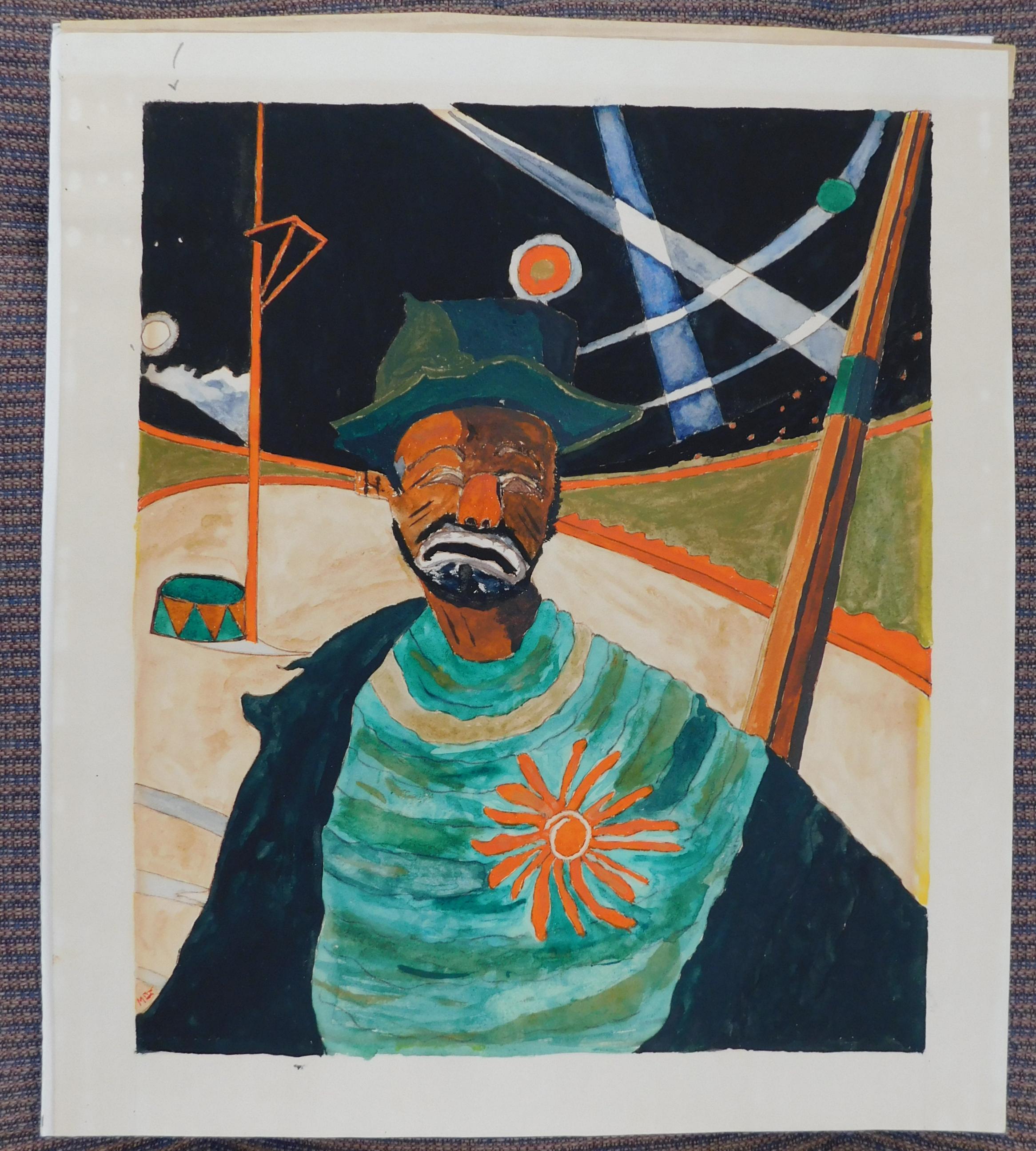 Marcel Gromaire Original Watercolor - Circus Clown For Sale 4