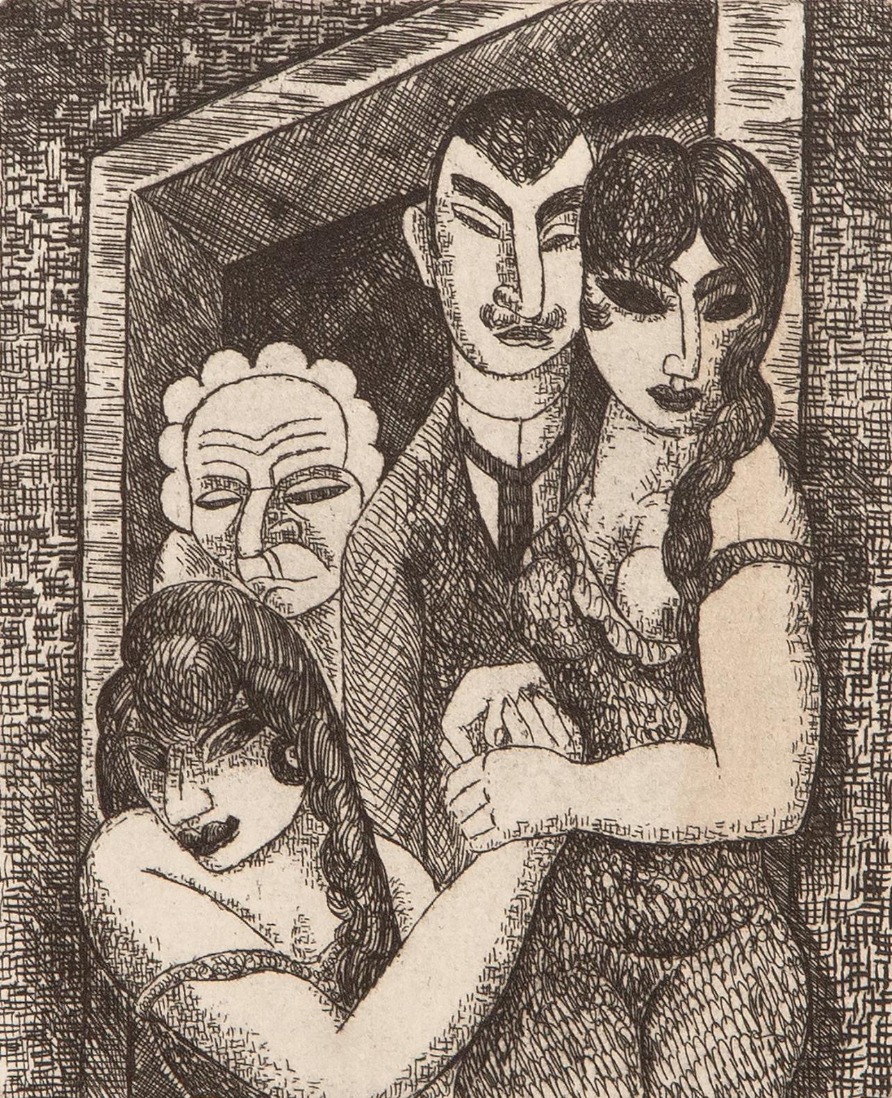 Etching on vélin d'Arches paper. Unsigned and unnumbered, as issued. Good condition. Published by Éditions Marcel Seheur, Paris; printed by Atelier d'art Paul Haasen, Paris, September 15, 1926. Notes: From the album, Vers un monde volage. Illustré
