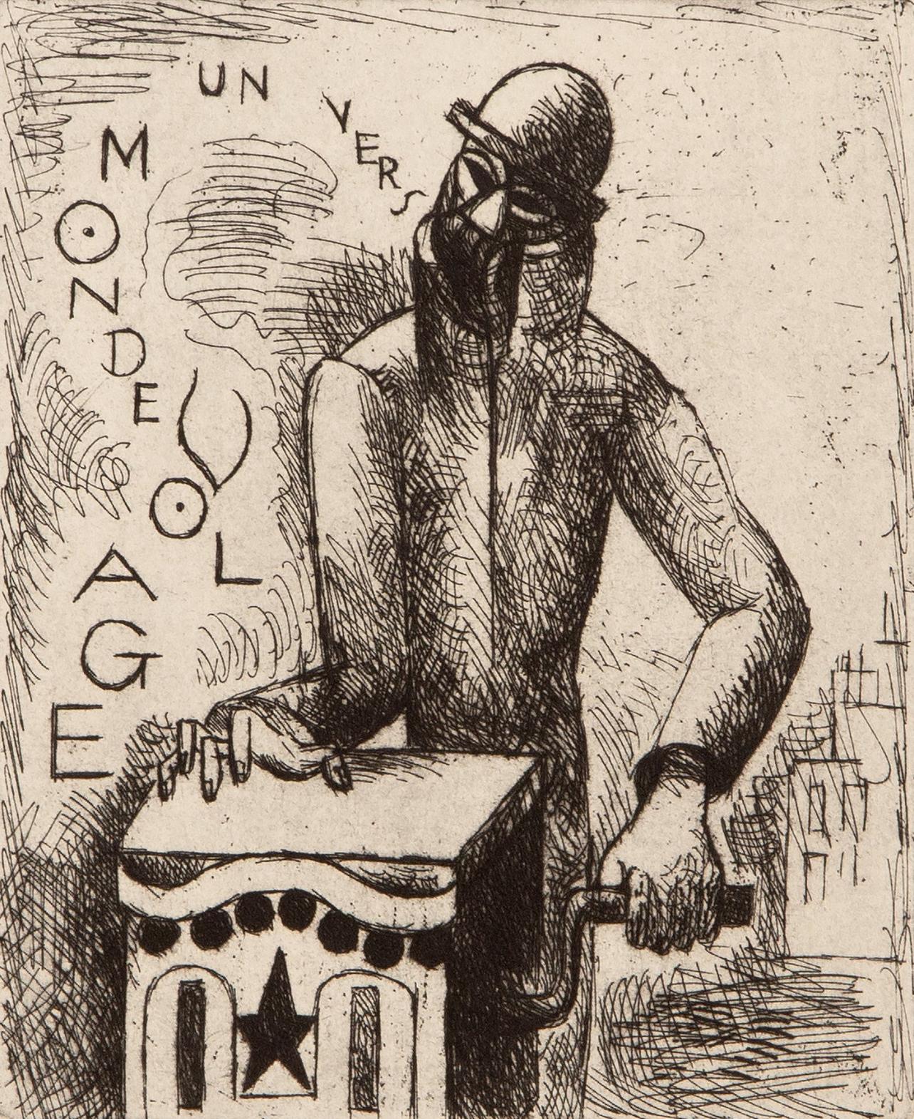Etching on vélin d'Arches paper. Unsigned and unnumbered, as issued. Good condition. Published by Éditions Marcel Seheur, Paris; printed by Atelier d'art Paul Haasen, Paris, September 15, 1926. Notes: From the album, Vers un monde volage. Illustré