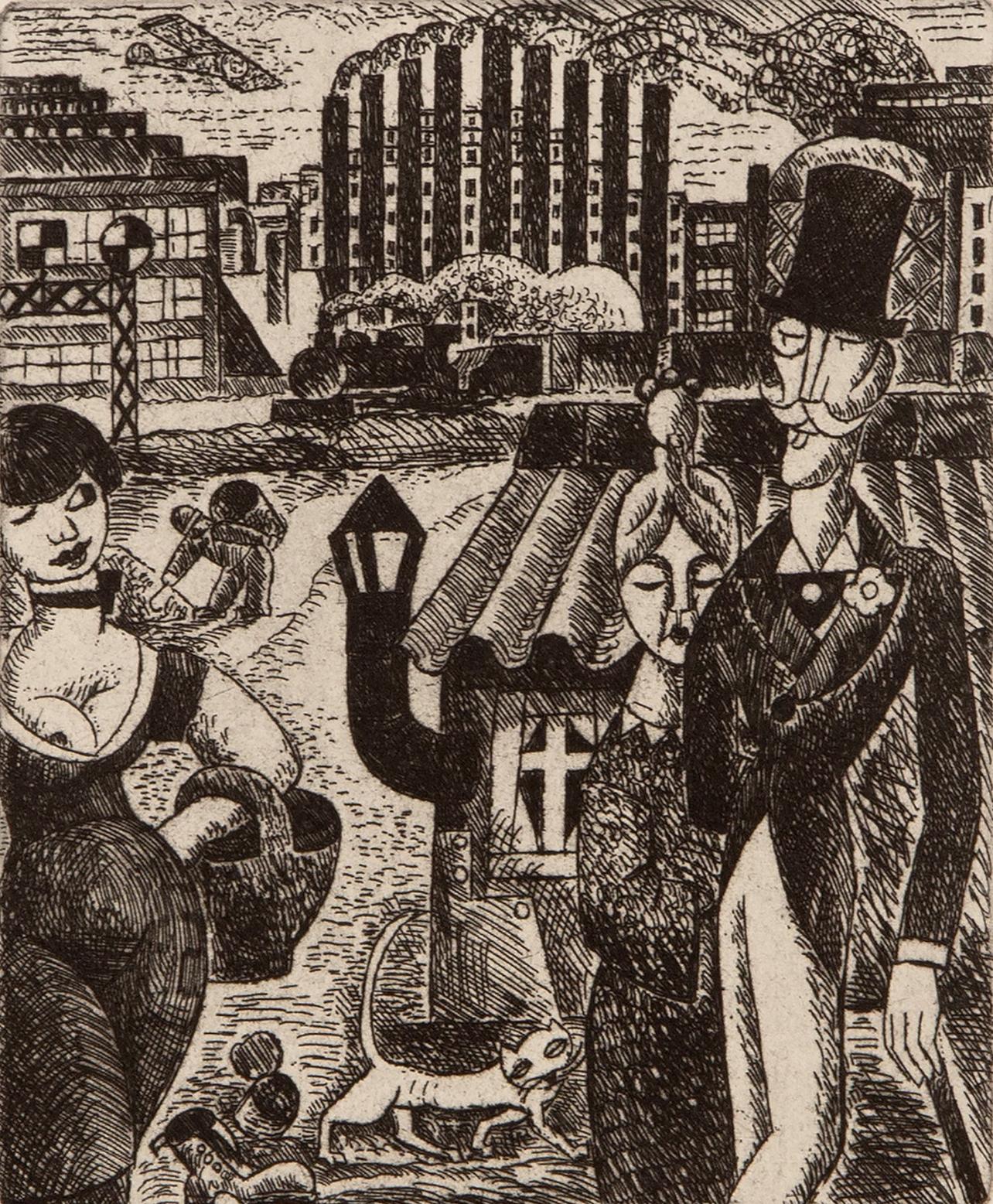Etching on vélin d'Arches paper. Unsigned and unnumbered, as issued. Good condition. Published by Éditions Marcel Seheur, Paris; printed by Atelier d'art Paul Haasen, Paris, September 15, 1926. Notes: From the album, Vers un monde volage. Illustré