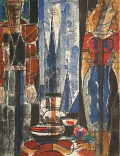 Marcel Gromaire Lithograph, Signed, 1952, Flammes Intérieures