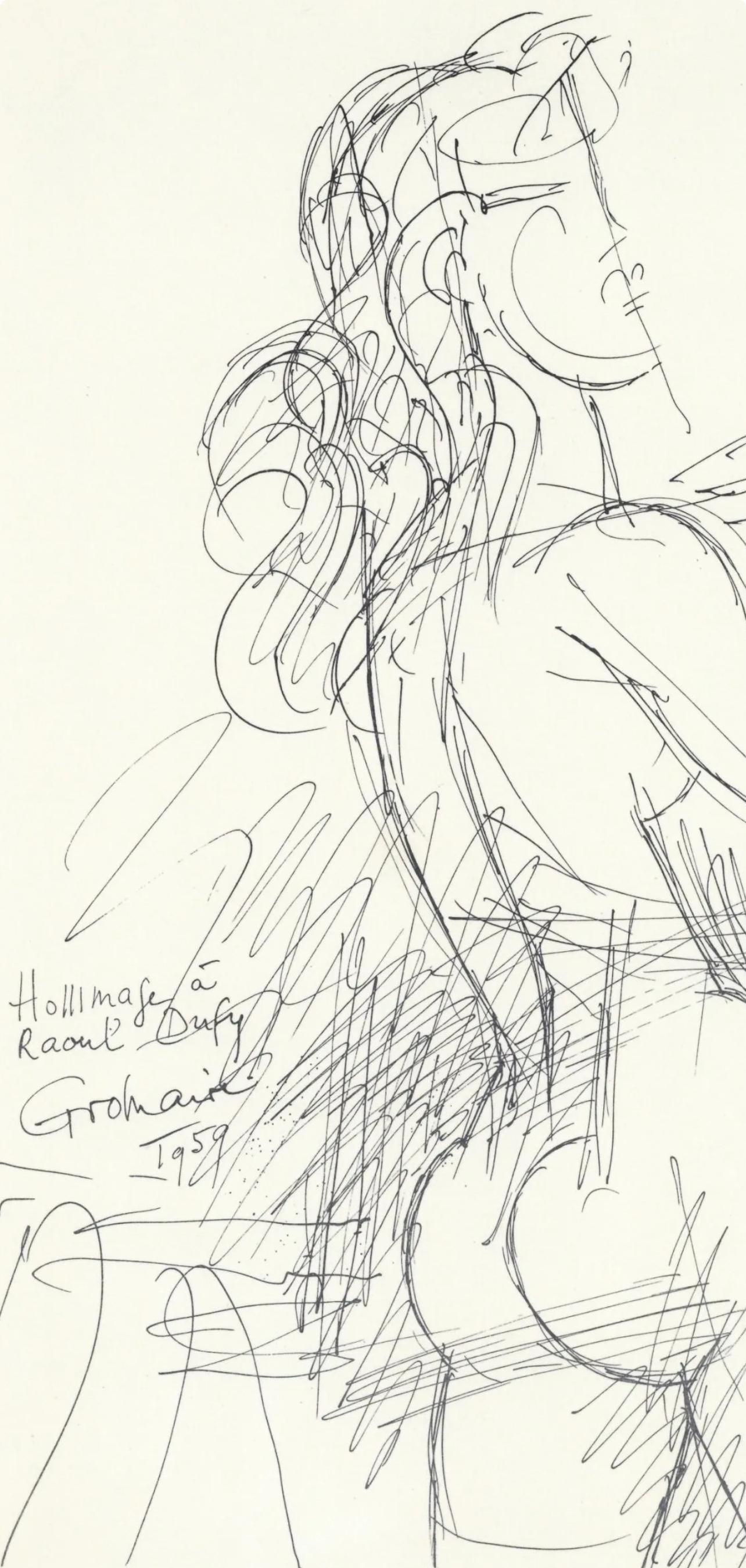 Gromaire, Composition, Lettre à mon peintre Raoul Dufy (d'après) - Moderne Print par Marcel Gromaire