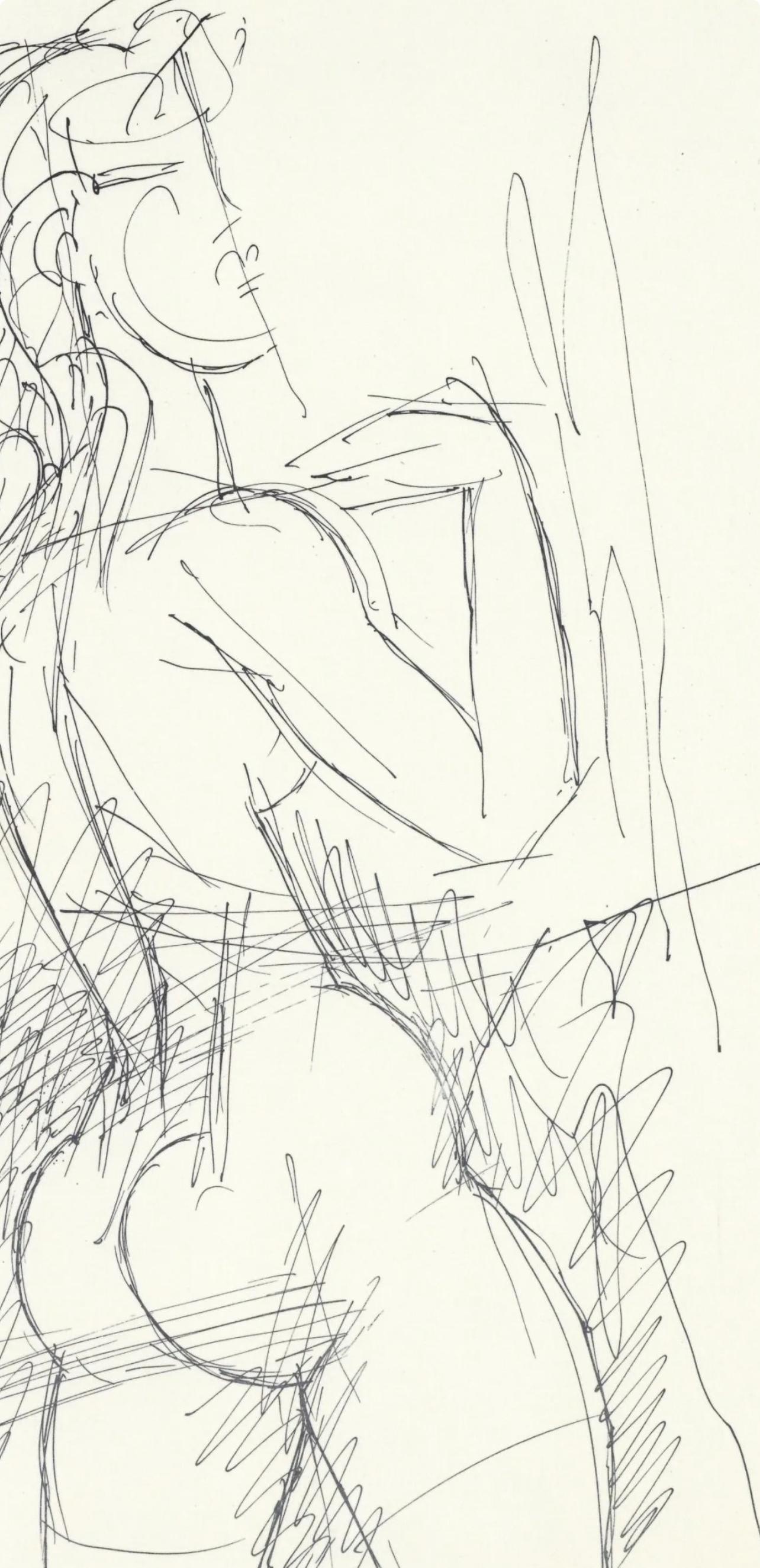 Gromaire, Composition, Lettre à mon peintre Raoul Dufy (d'après) - Blanc Figurative Print par Marcel Gromaire