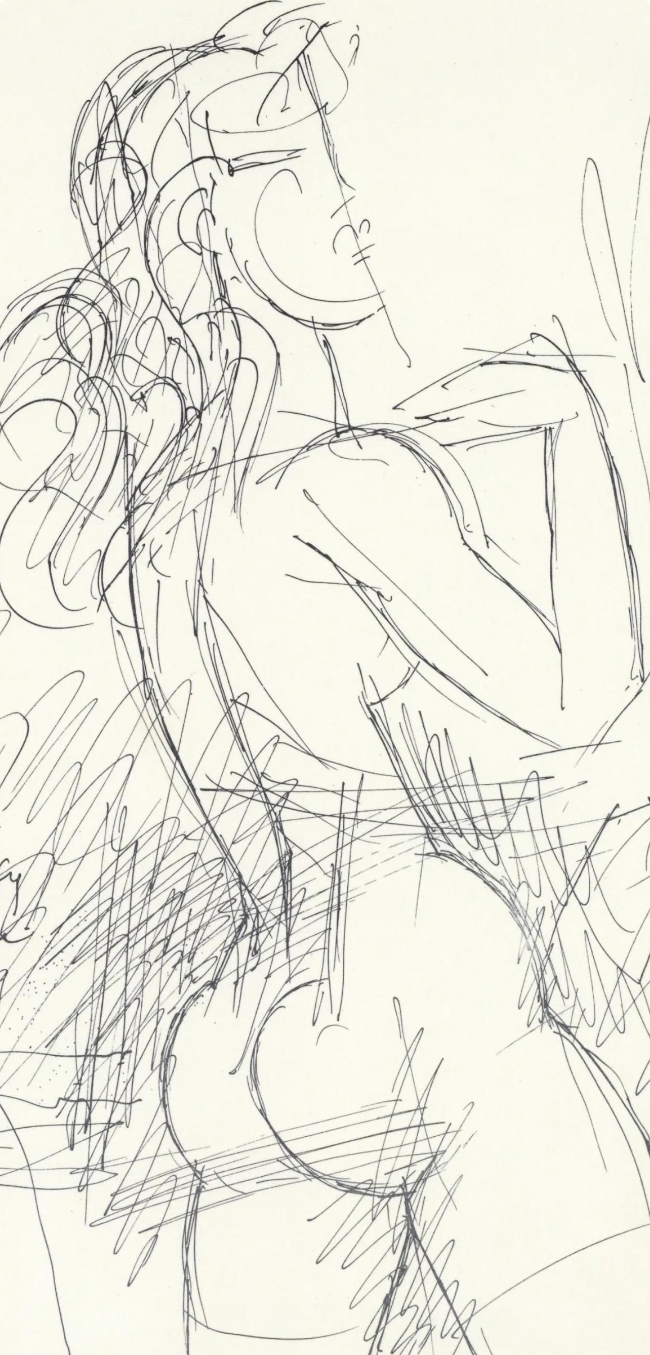 Gromaire, Dessin, Lettre à mon peintre Raoul Dufy (nach) – Print von Marcel Gromaire