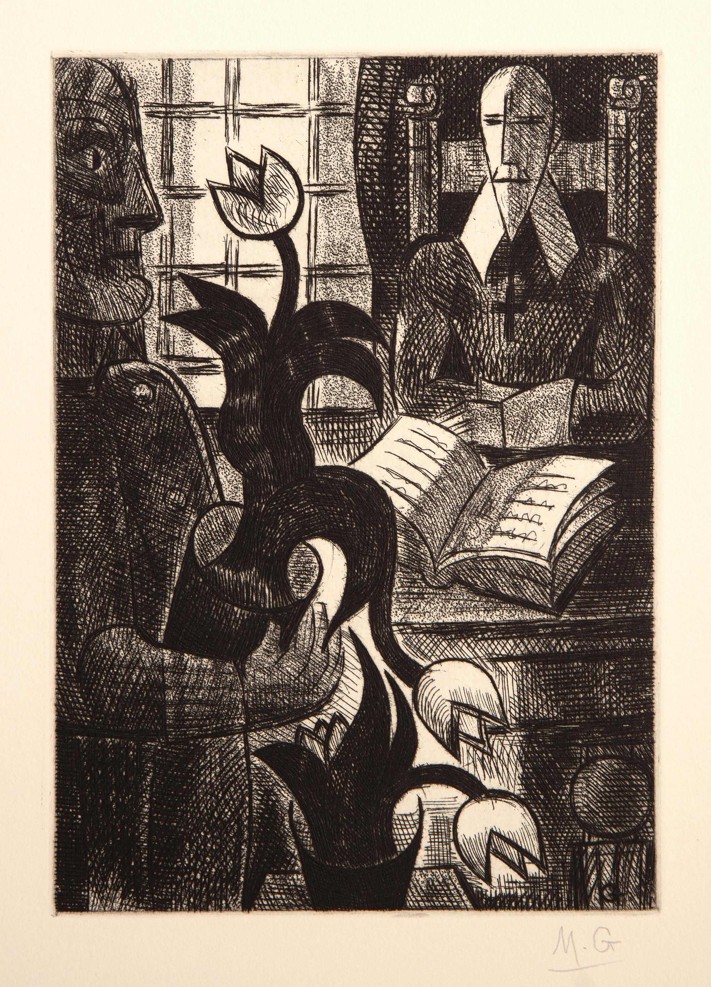 Les Contes de Gaspard de la Nuit, Surrealist Etchings by Marcel Gromaire For Sale 11