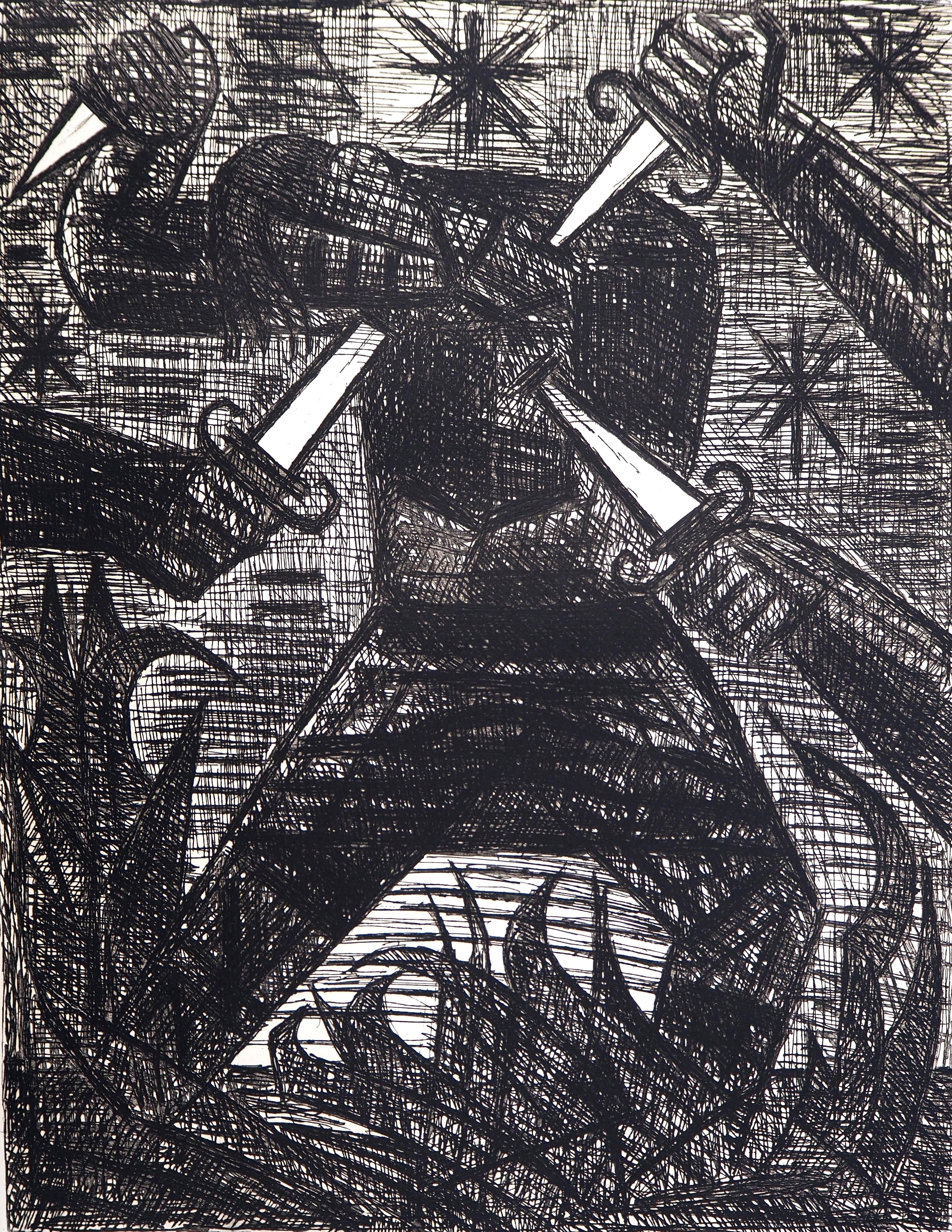 Macbeth, Shakespeare : Assassination of Banquo - Original handsigned etching - Modern Print by Marcel Gromaire