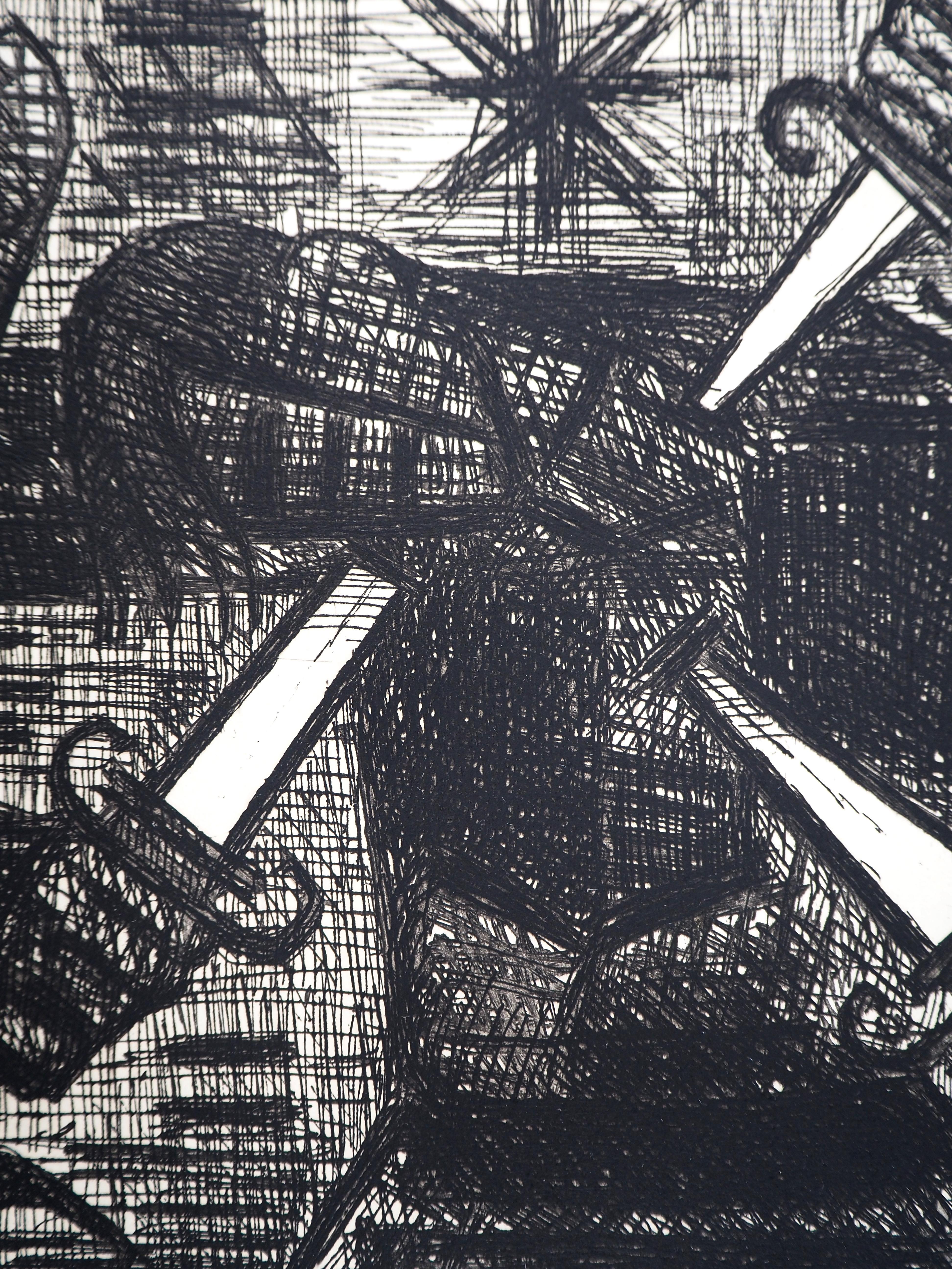 Macbeth, Shakespeare : Assassination of Banquo - Original handsigned etching For Sale 2
