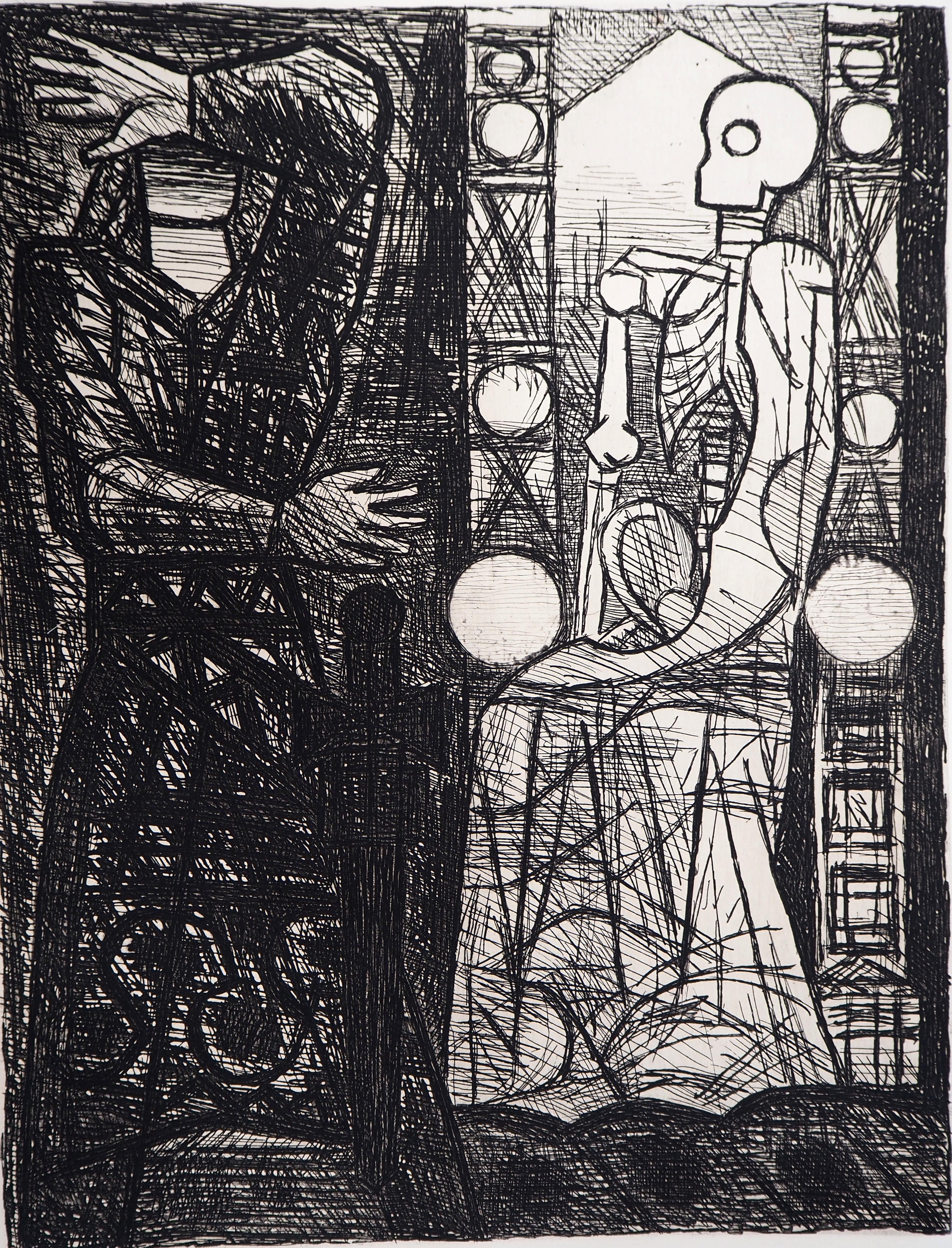 Macbeth, Shakespeare : Banquo's ghost - Original handsigned etching  - Modern Print by Marcel Gromaire