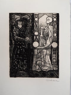 Macbeth, Shakespeare : Banquo's ghost - Original handsigned etching 