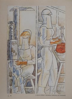 Nurses in The Laboratory, 1964 - Signed lithograph