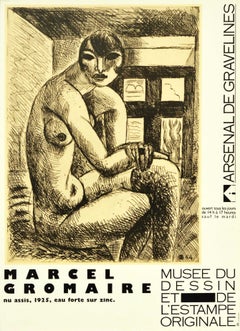 Affiche d'origine d'exposition d'art vintage d'un nu assis, Dessin et de l'Estampe du musée