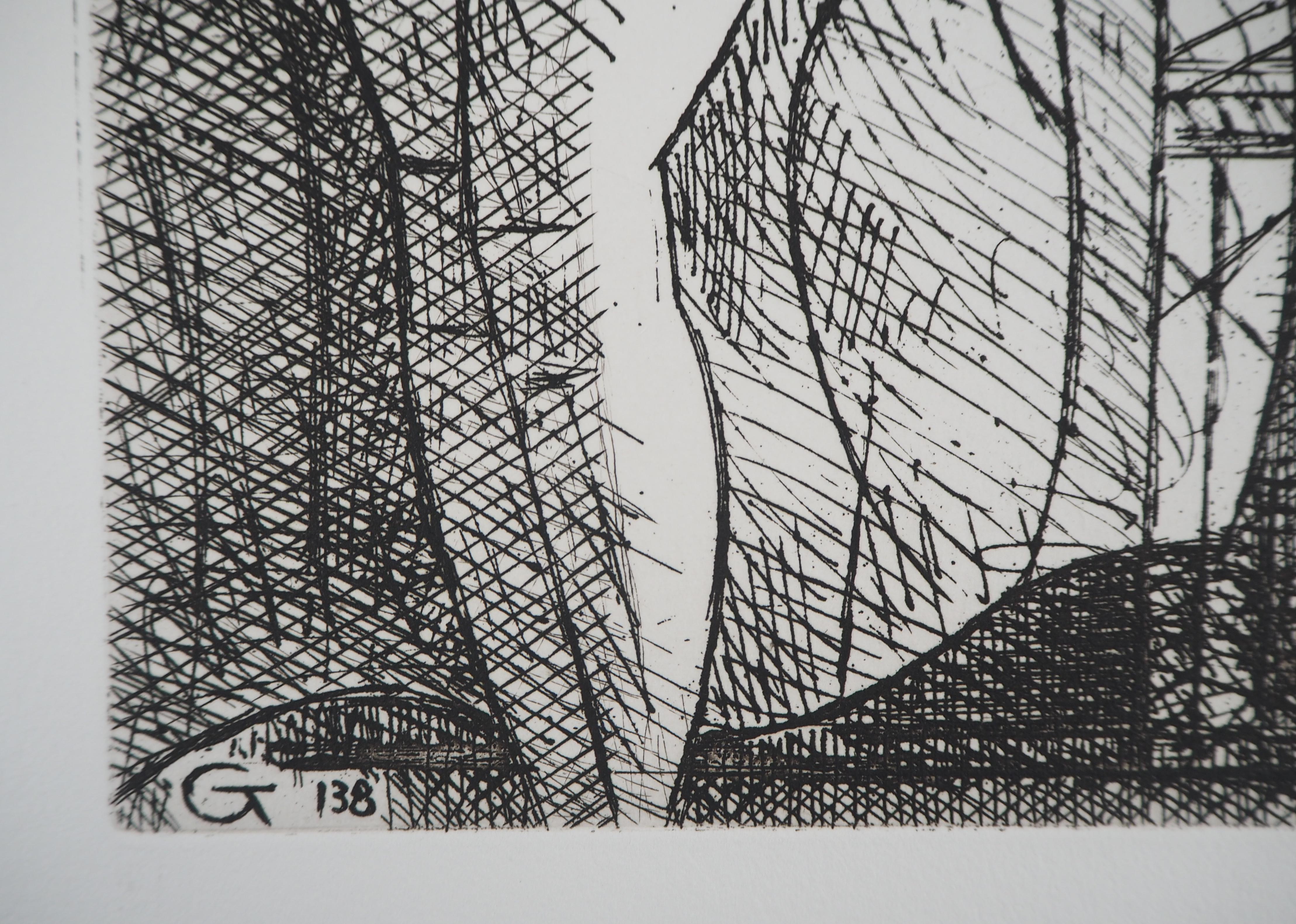 Paris : Nude with Eiffel Tower - Original etching For Sale 1
