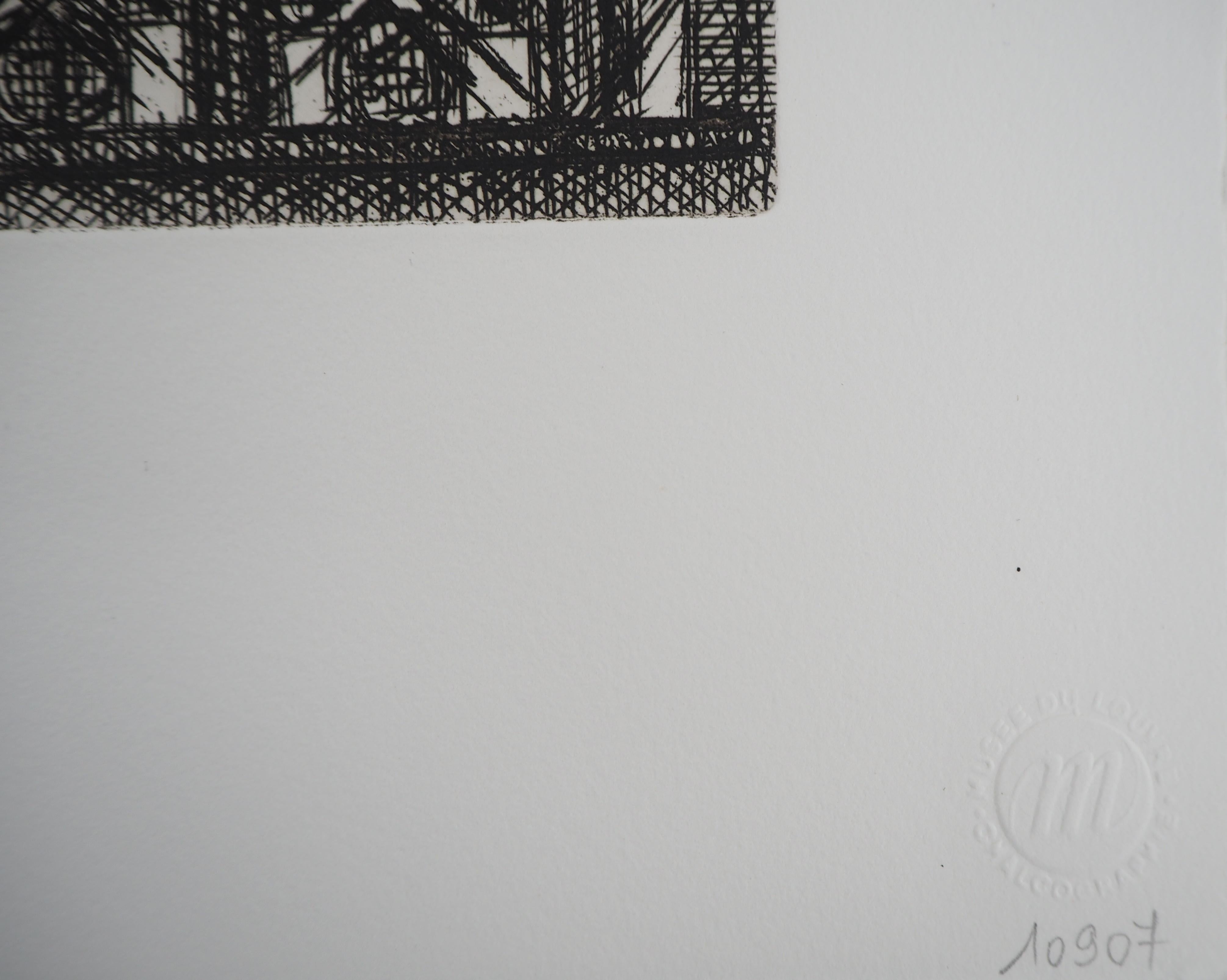 Paris : Nude with Eiffel Tower - Original etching For Sale 2