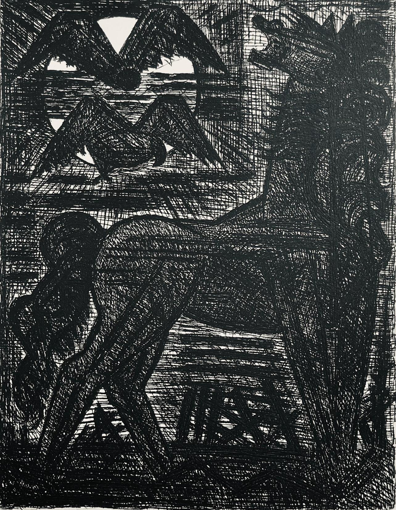 Marcel Gromaire Landscape Print - Scène IX, Shakespeare, Macbeth, Eaux-fortes de Gromaire