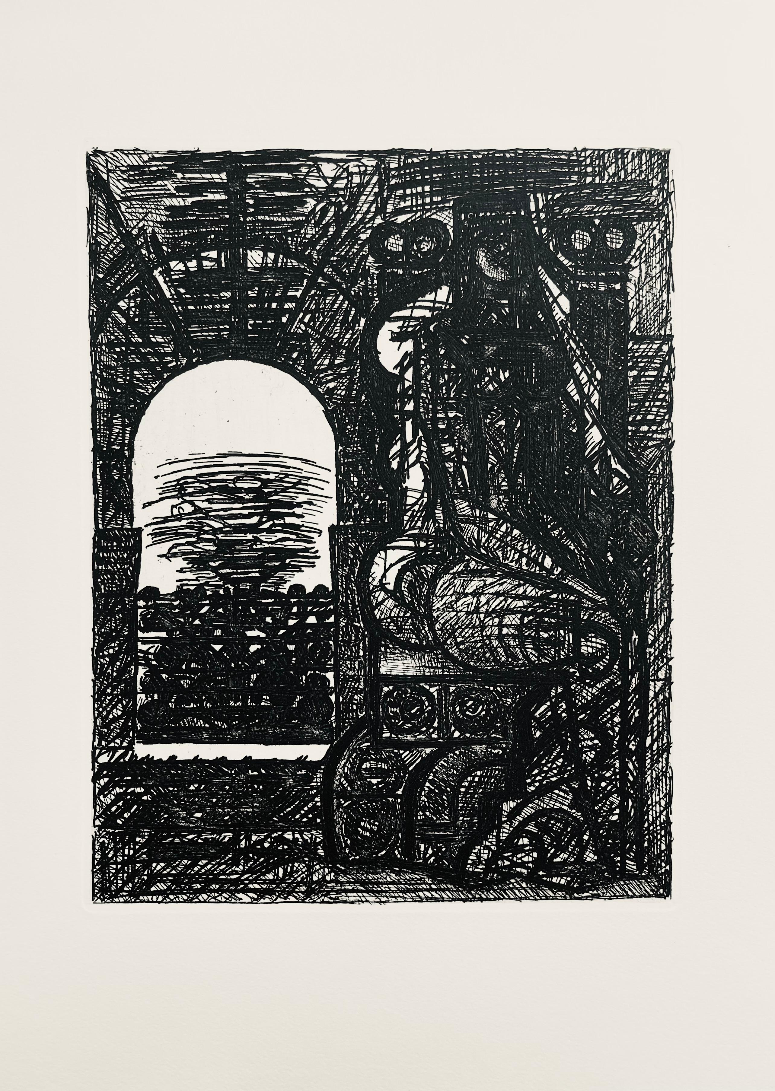 Radierung auf Vélin de Rives-Papier. Unsigniert und nicht nummeriert, wie ausgegeben. Guter Zustand. Anmerkungen: Aus dem Folio, Shakespeare, Macbeth, Eaux-fortes de Gromaire, 1958. Herausgegeben von Tériade, éditeur, Paris; gedruckt von