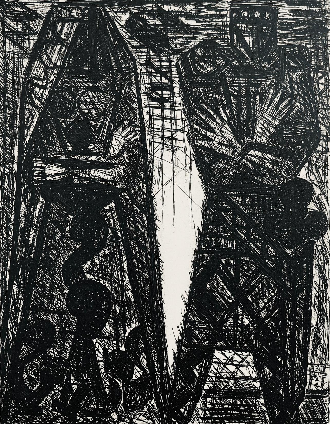 Marcel Gromaire Figurative Print - Scène VII, Shakespeare, Macbeth, Eaux-fortes de Gromaire