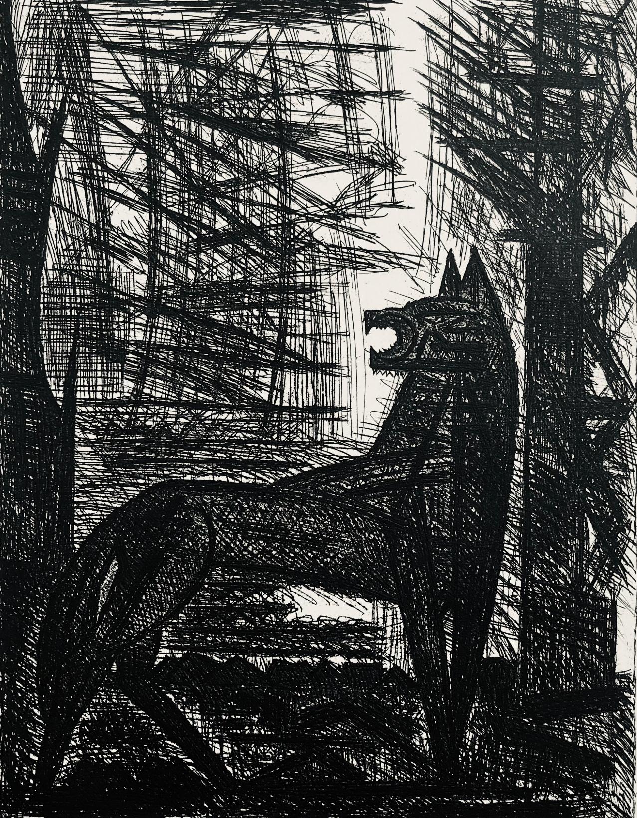 Marcel Gromaire Landscape Print - Scène VIII, Shakespeare, Macbeth, Eaux-fortes de Gromaire