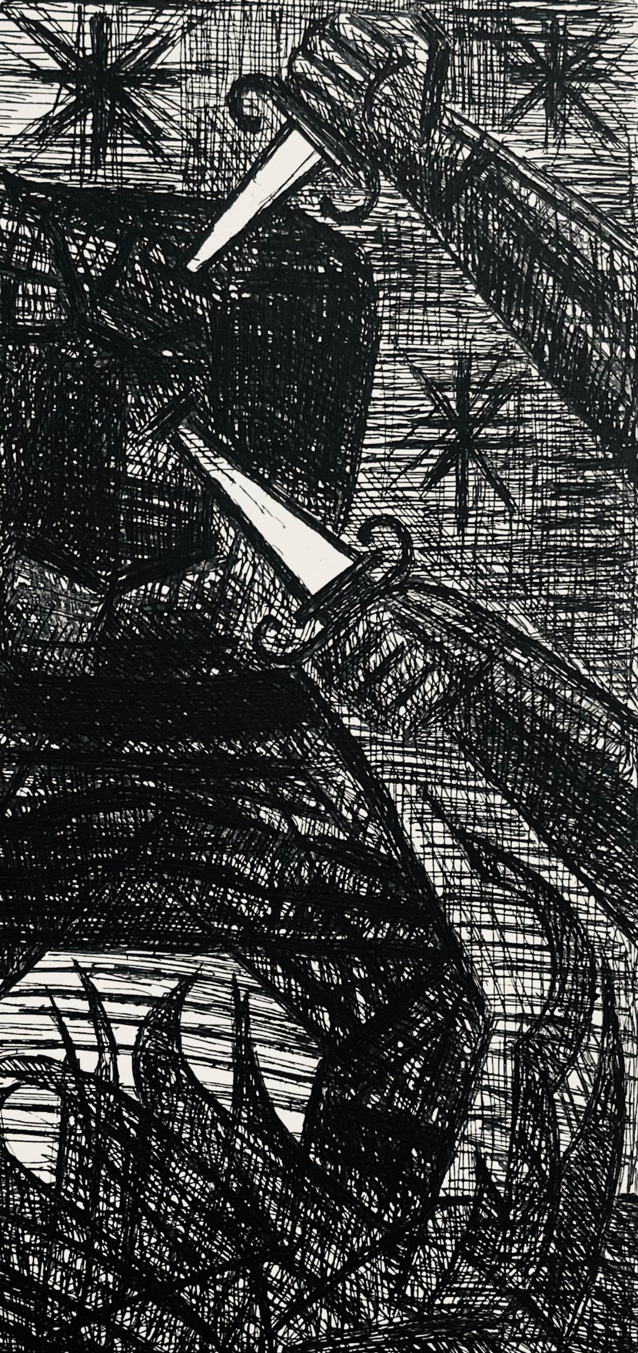 Scène XII, Shakespeare, Macbeth, Eaux-fortes de Gromaire - Figurative Print Negro de Marcel Gromaire