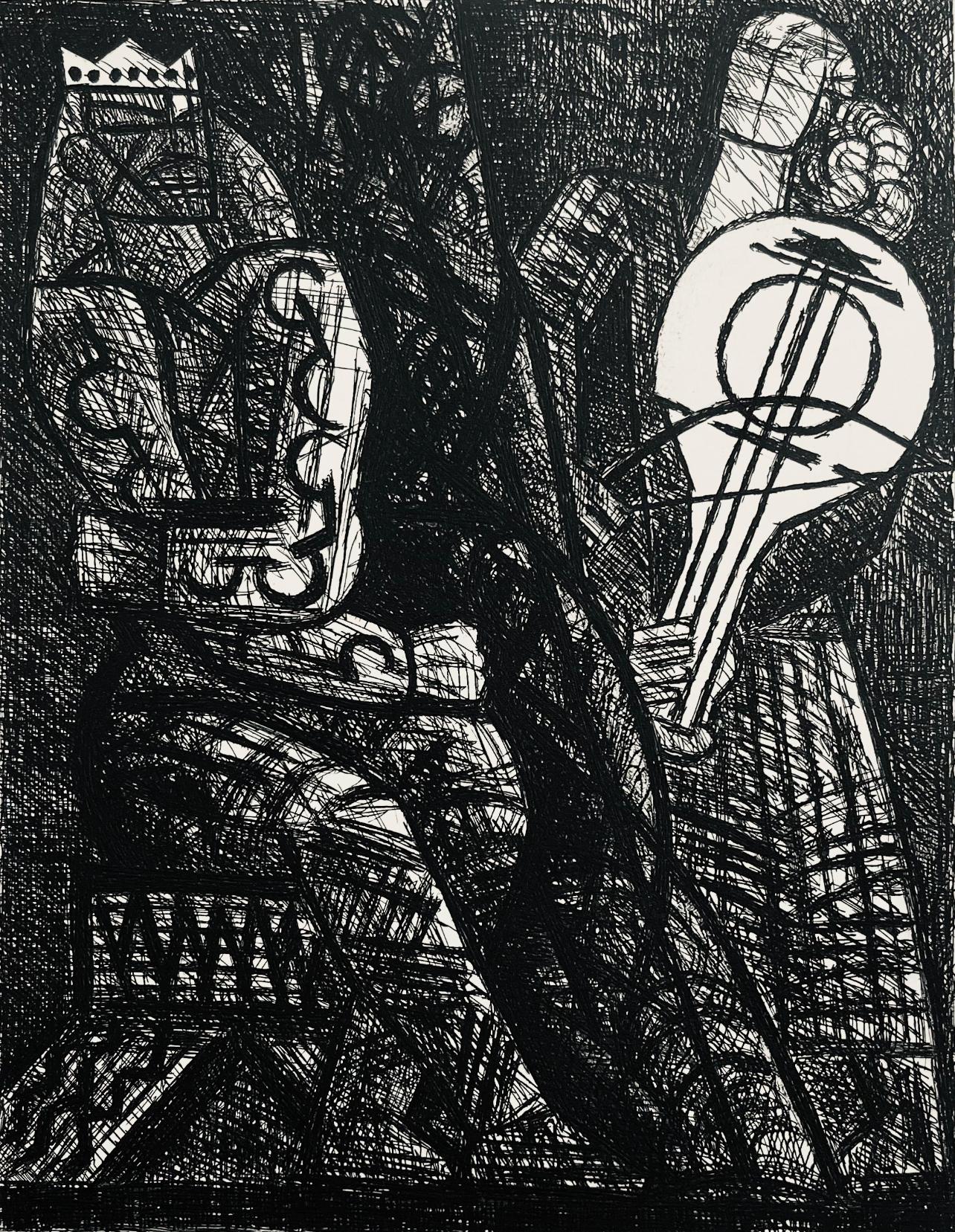 Marcel Gromaire Figurative Print - Scène XIII, Shakespeare, Macbeth, Eaux-fortes de Gromaire