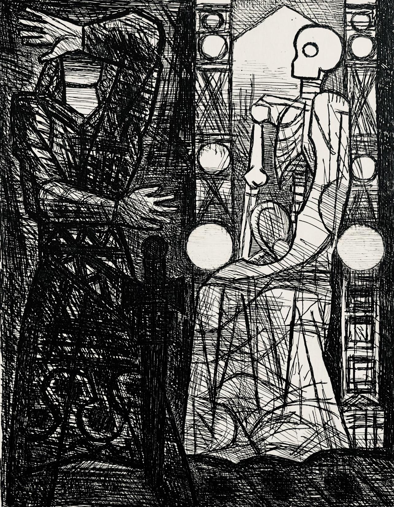 Marcel Gromaire Figurative Print - Scène XIII, Shakespeare, Macbeth, Eaux-fortes de Gromaire
