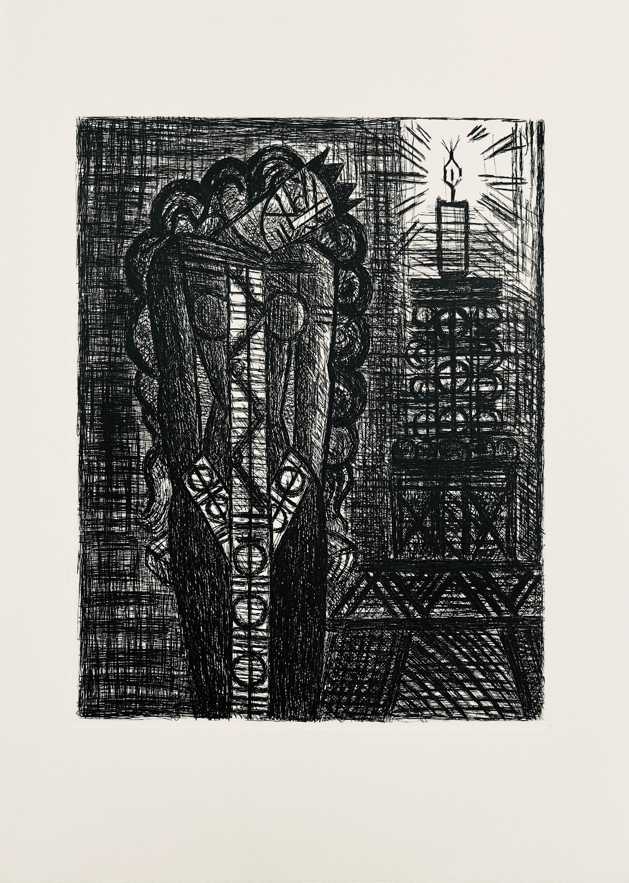 Etching on Vélin de Rives paper. Unsigned and unnumbered, as issued. Good condition. Notes: From the folio, Shakespeare, Macbeth, Eaux-fortes de Gromaire, 1958. Published by Tériade, éditeur, Paris; printed by L'Imprimerie nationale, Paris,