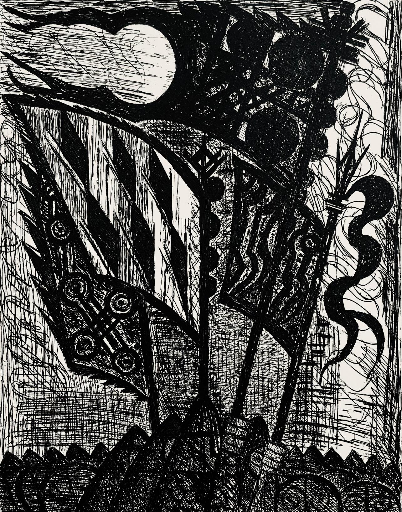 Marcel Gromaire Figurative Print - Scène XXIV, Shakespeare, Macbeth, Eaux-fortes de Gromaire