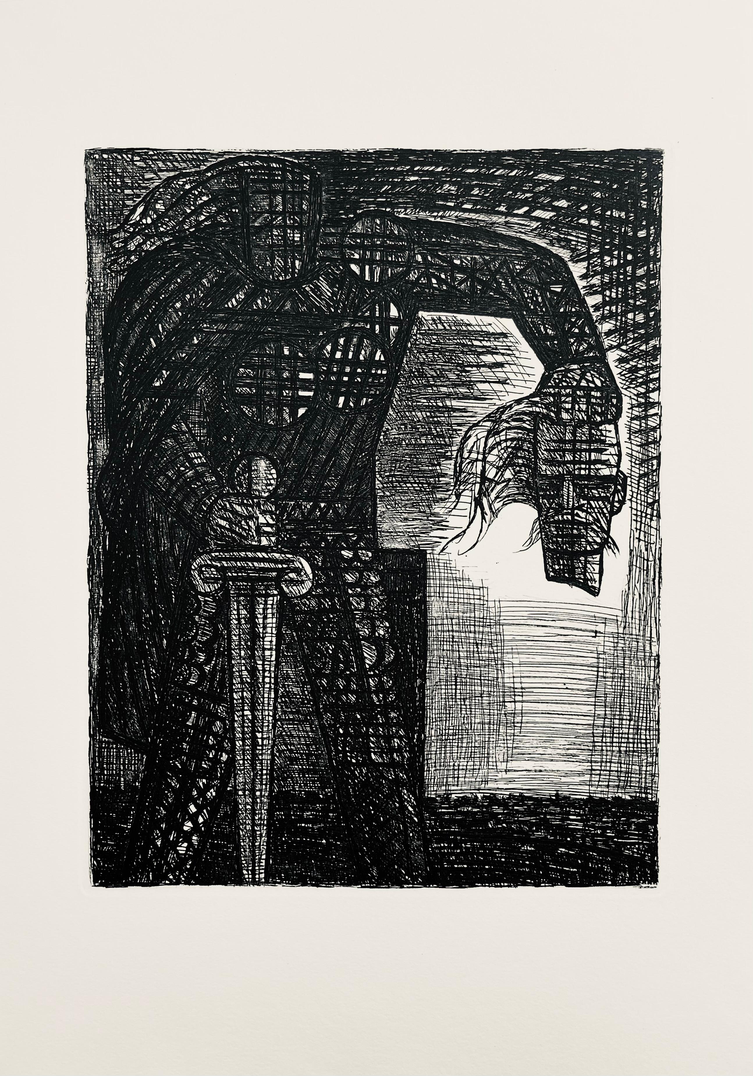 Radierung auf Vélin de Rives-Papier. Unsigniert und nicht nummeriert, wie ausgegeben. Guter Zustand. Anmerkungen: Aus dem Folio, Shakespeare, Macbeth, Eaux-fortes de Gromaire, 1958. Herausgegeben von Tériade, éditeur, Paris; gedruckt von