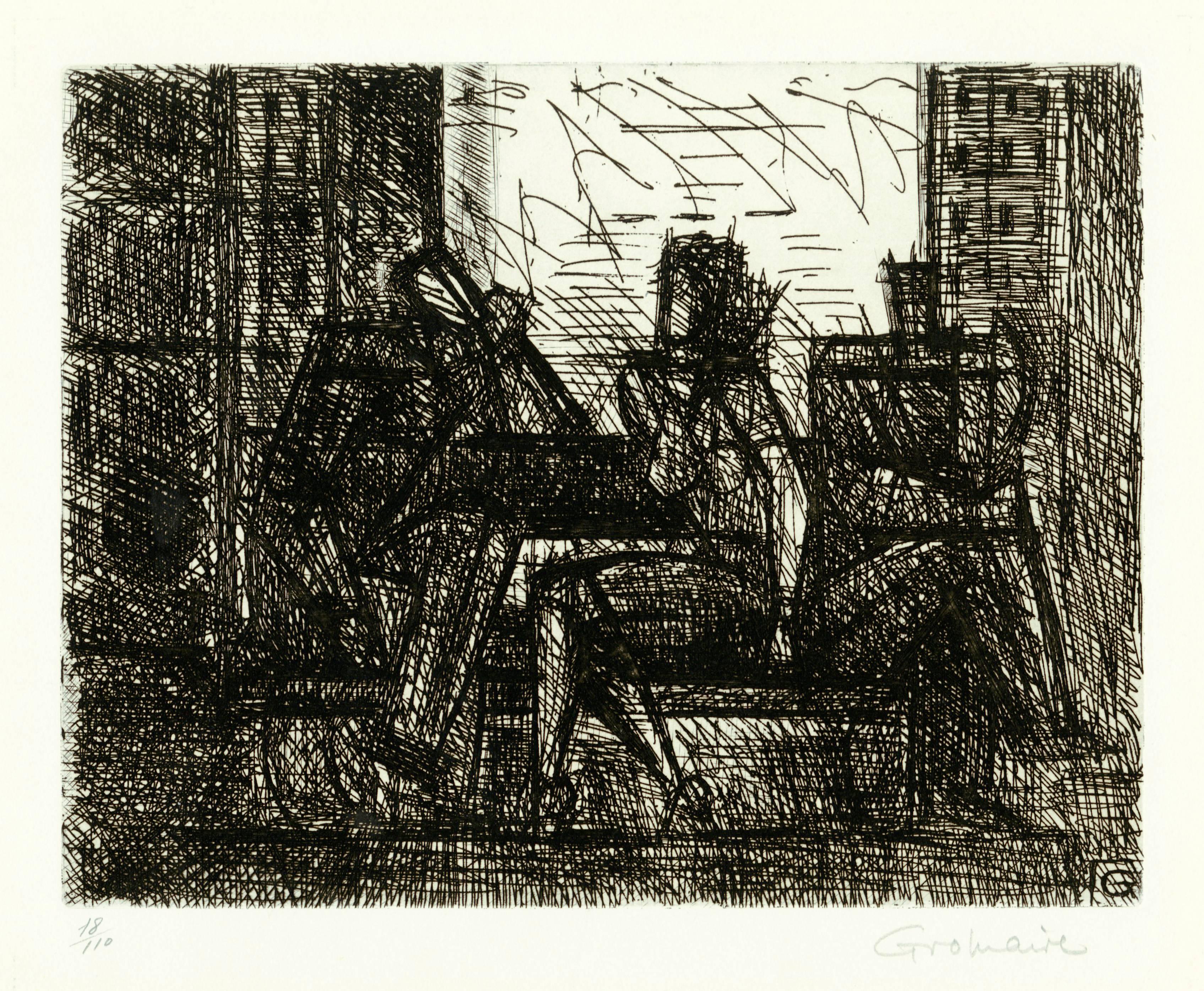 Interior Print Marcel Gromaire - L'art de la conversation (Trois personnages sur...)