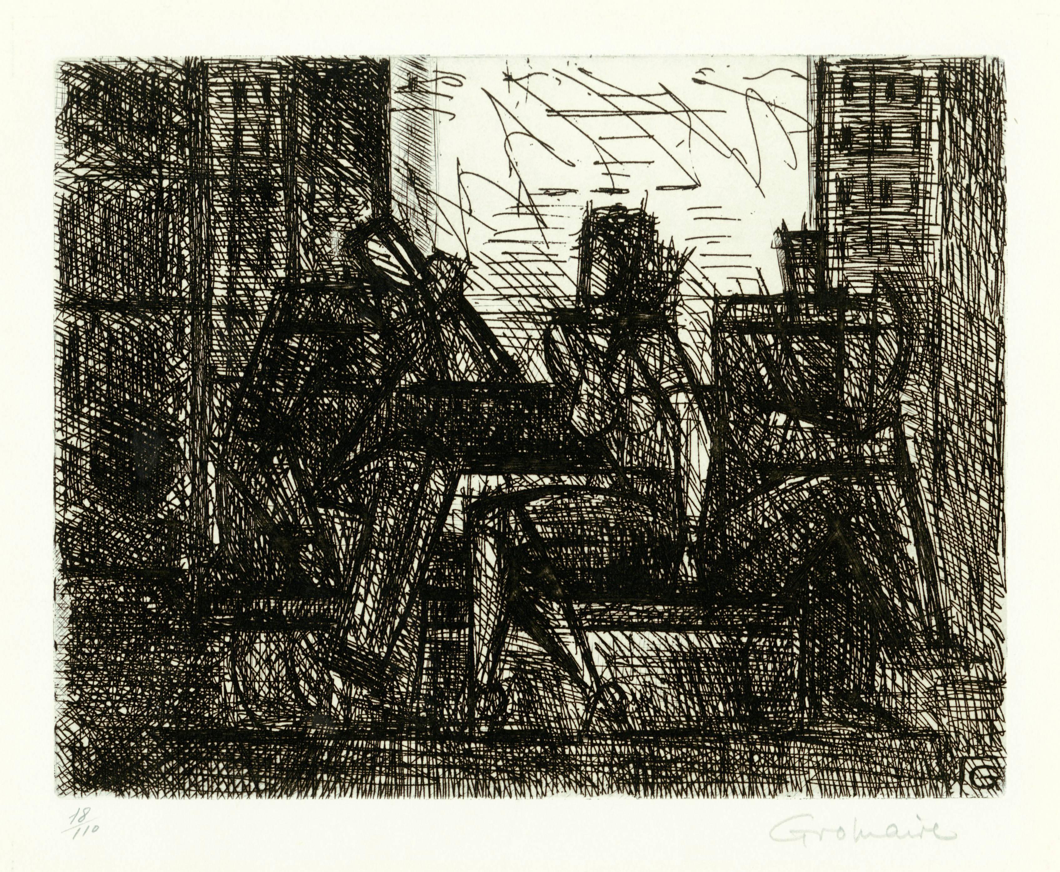 Interior Print de Marcel Gromaire - El arte de la conversación (Tres personajes sobre...)