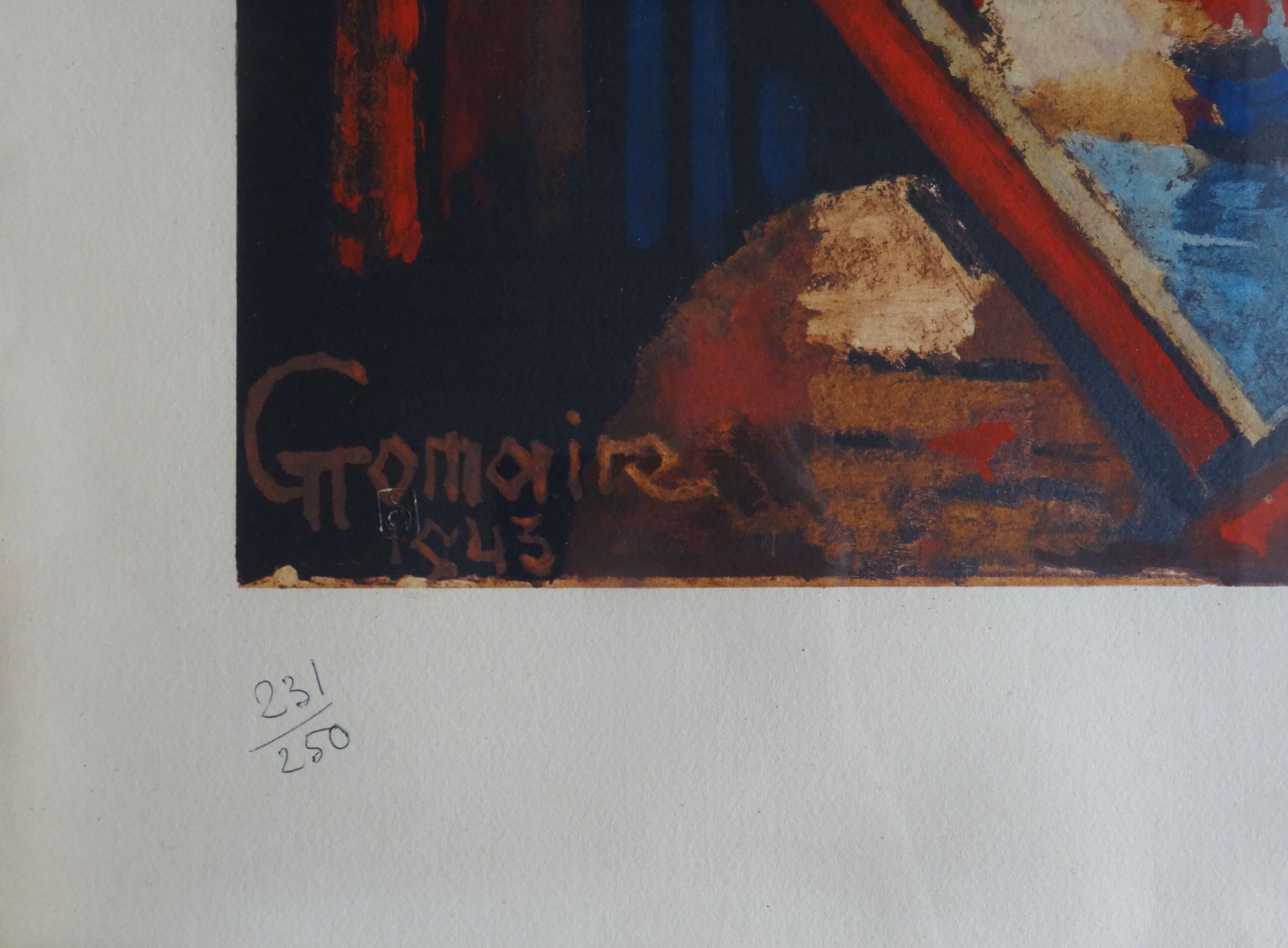 Der Maler. 1943, Papier, Lithografie, 56x46 cm (Moderne), Print, von Marcel Gromaire