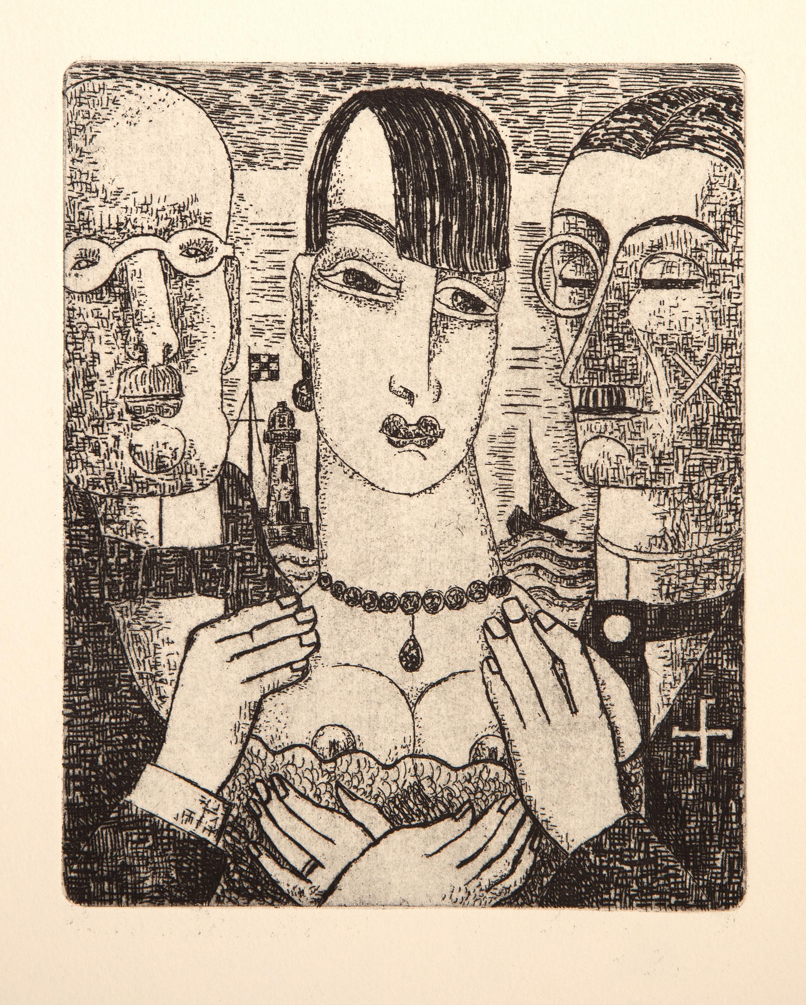 Vers un Monde Volage II, Suite of Surrealist Etchings by Marcel Gromaire For Sale 2