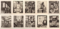 Vers un Monde Volage, Surrealist Suit of 10 Etchings by Marcel Gromaire