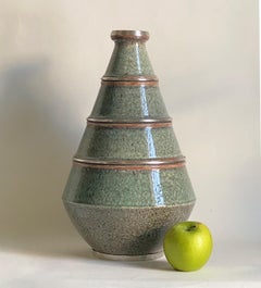 Marcel Guillard French Art Deco Vase Etling Paris with Sterling Silver Accents