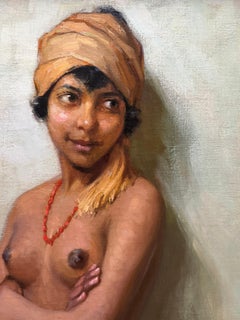 'Oriental Girl in Turban' by Marcel Hess Brussels (1873 – 1948)