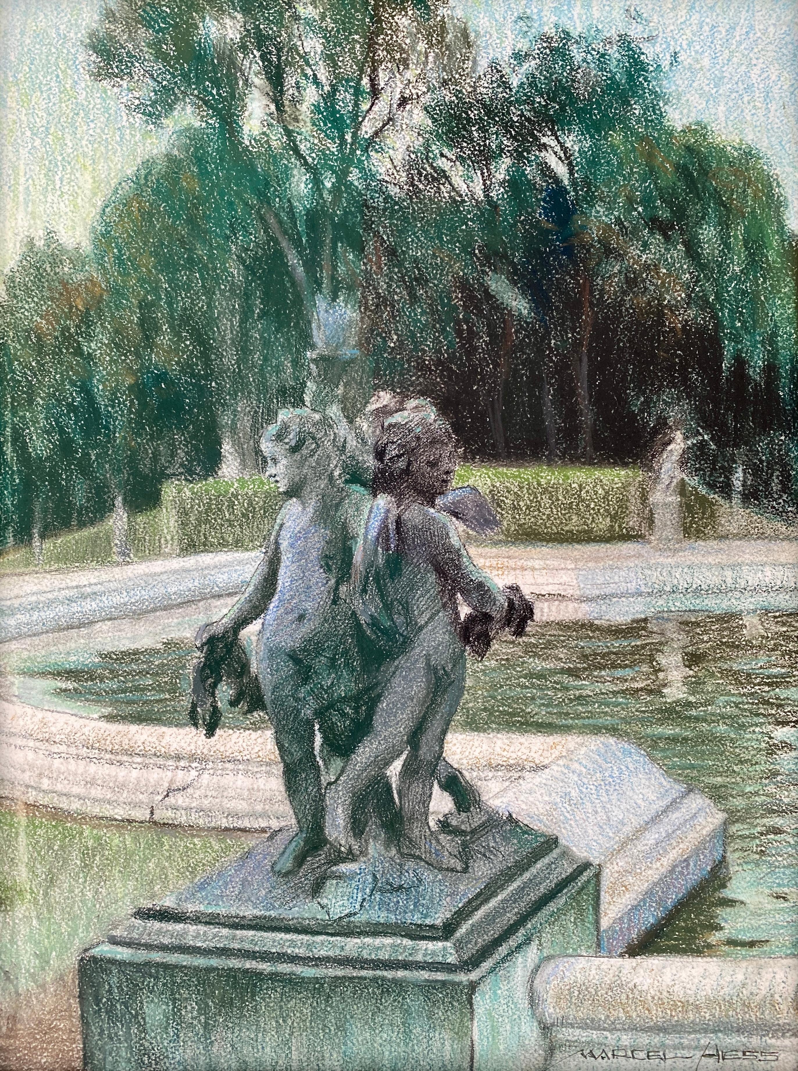Three Angels in a Park Scene, Marcel Hess, Brussels 1878 – 1948 Grimbergen For Sale 1