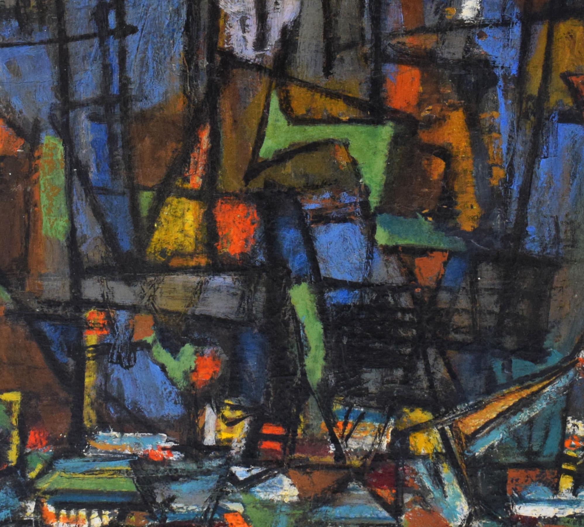 Harbour View - Cityscape Abstract Dada Romanian Israeli For Sale 1