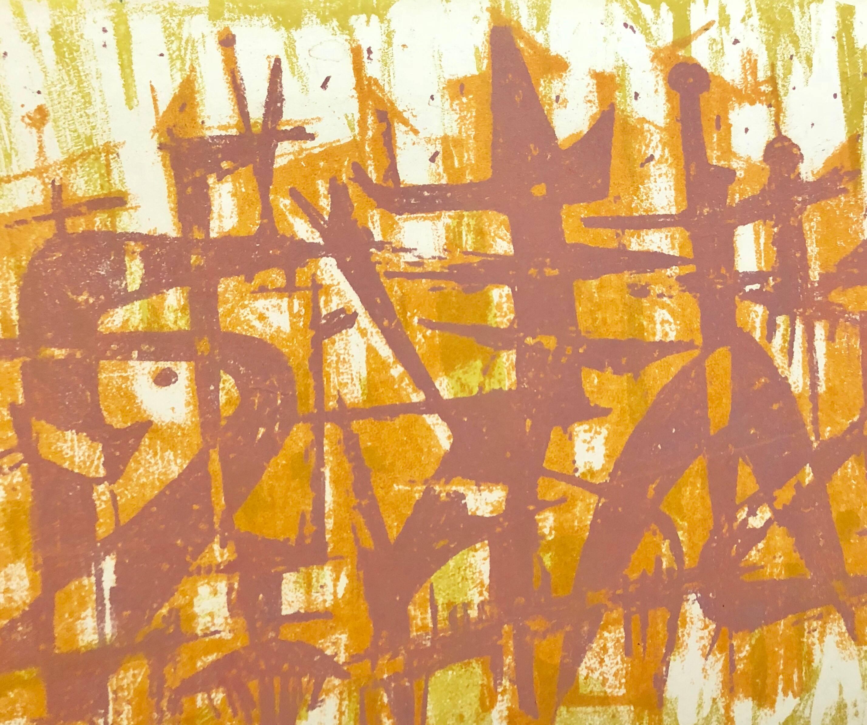 DADA Artist Abstract Figures Silkscreen Lithograph Print Israeli Modernist  For Sale 3