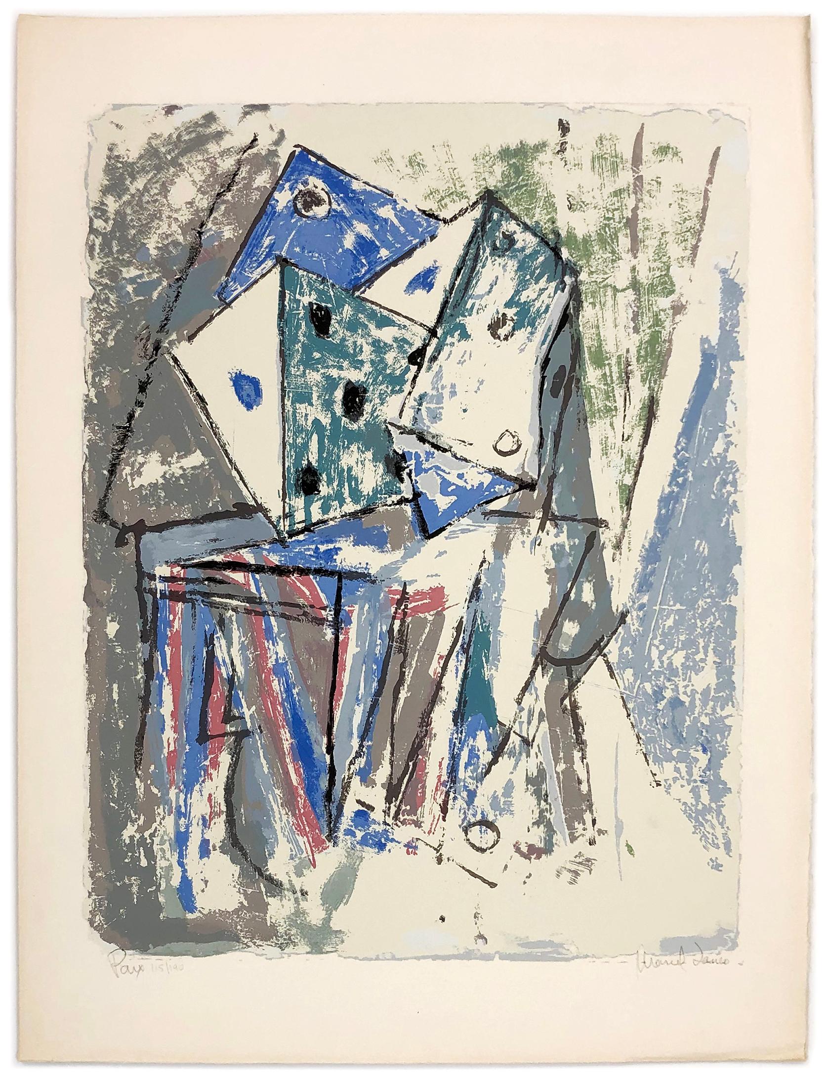 Abstract Print de Marcel Janco - Paix (de Diez pintores sobre la guerra y la paz), litografía firmada a mano