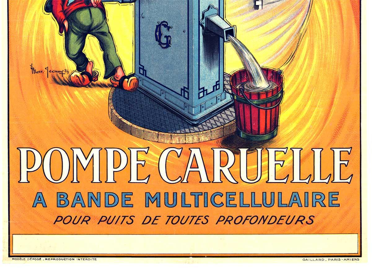 Original Pompe Caruelle - water pump, vintage French antique poster - Conceptual Print by Marcel Jeaune