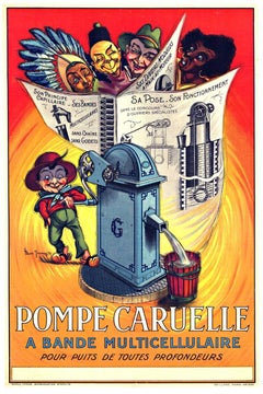 Original Pompe Caruelle - water pump, Antique French antique poster