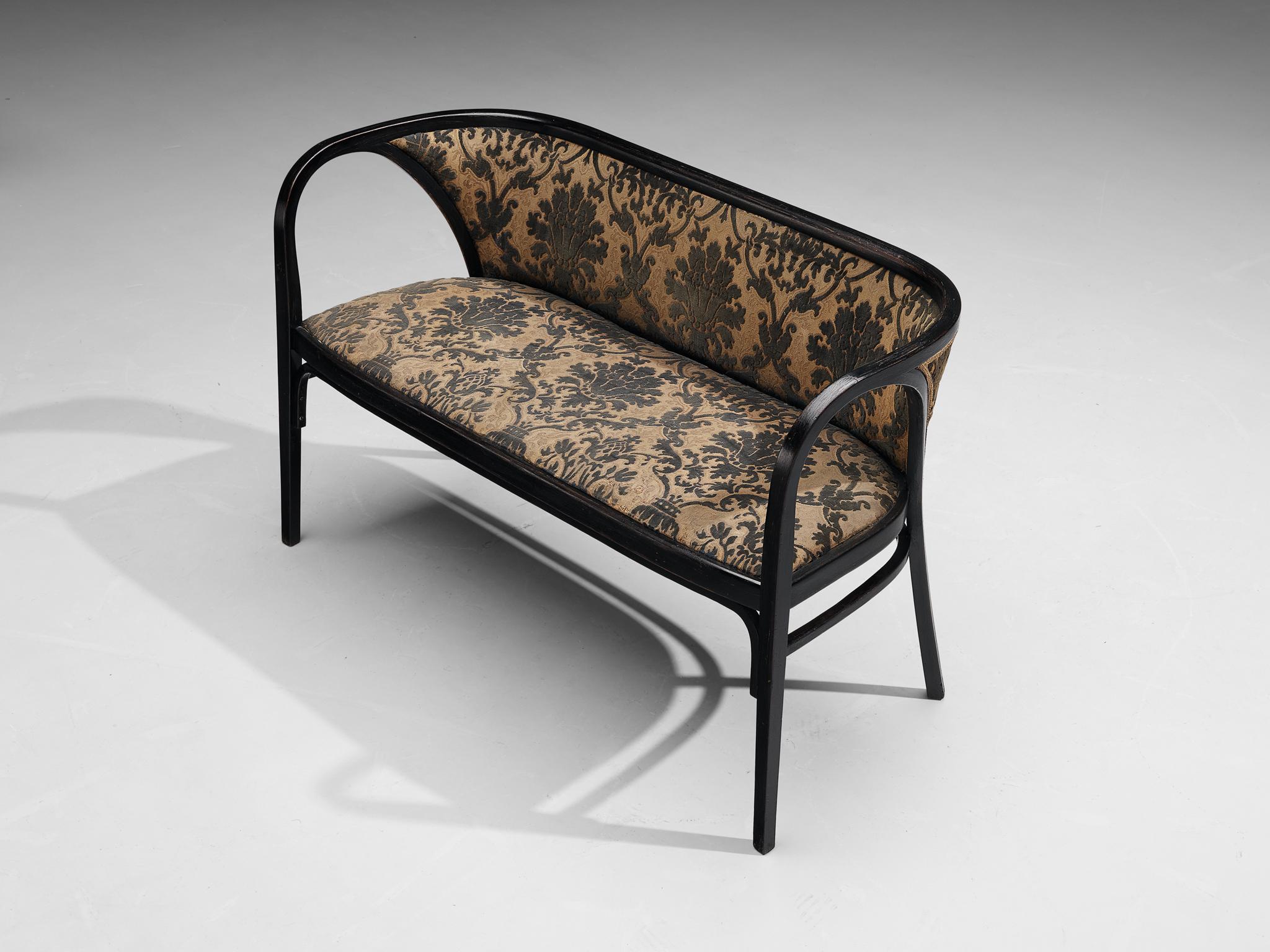 Early 20th Century  Marcel Kammerer for Thonet Bench in Floral Upholstery  For Sale