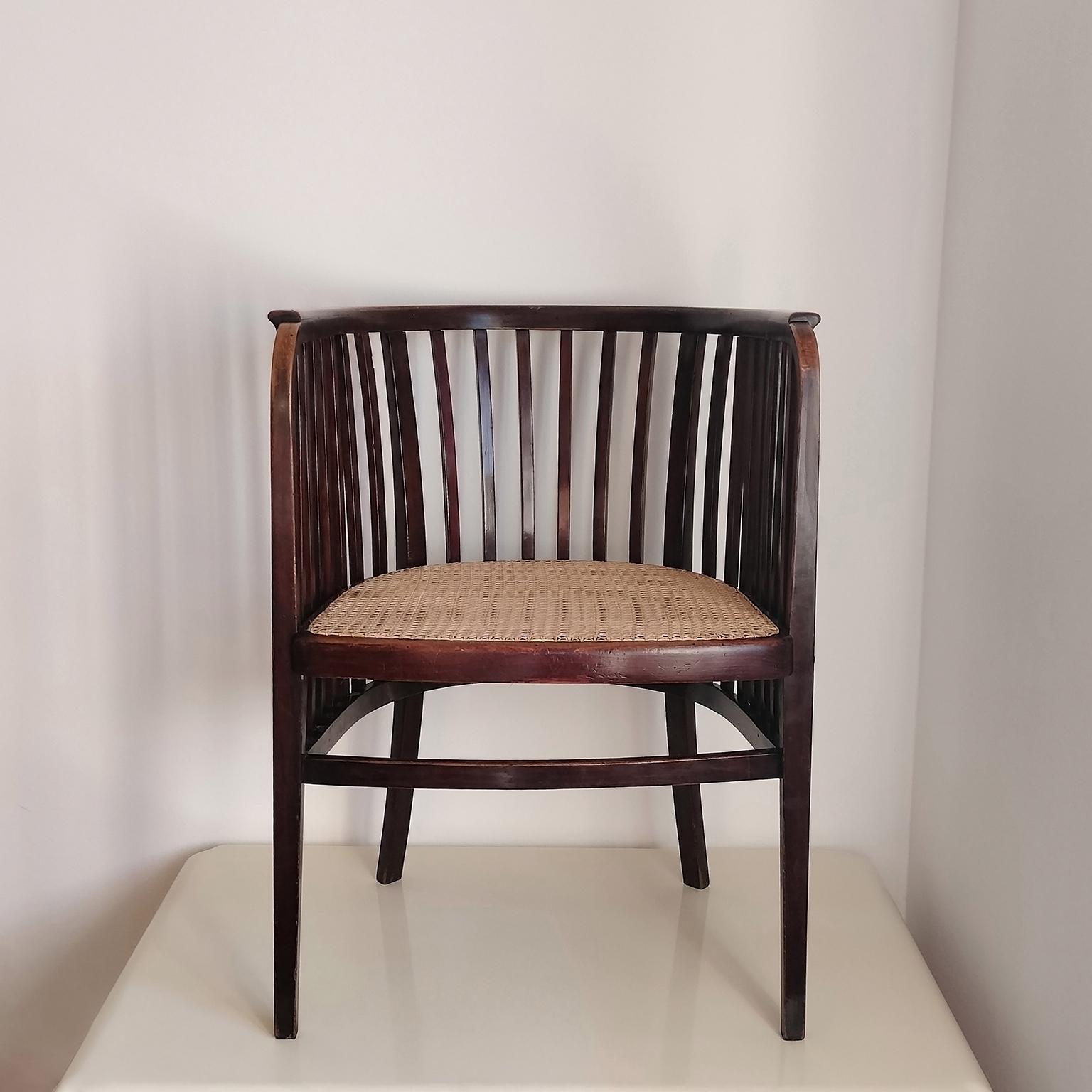 Sécession viennoise Marcel Kammerer Original Gerbruder Thonet Armchair in Beeche and Cane 1909 en vente