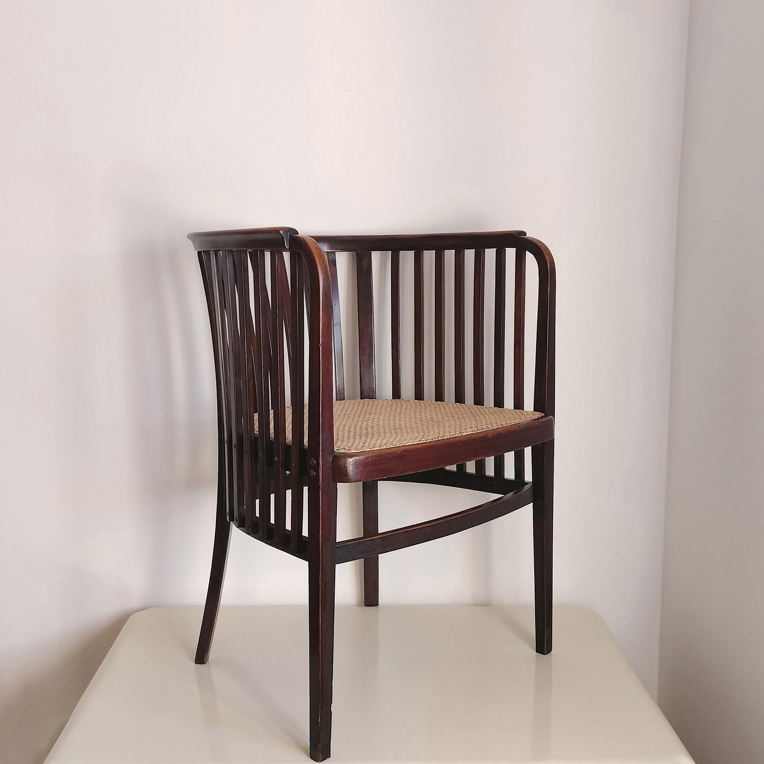 Autre Marcel Kammerer Original Gerbruder Thonet Armchair in Beeche and Cane 1909 en vente