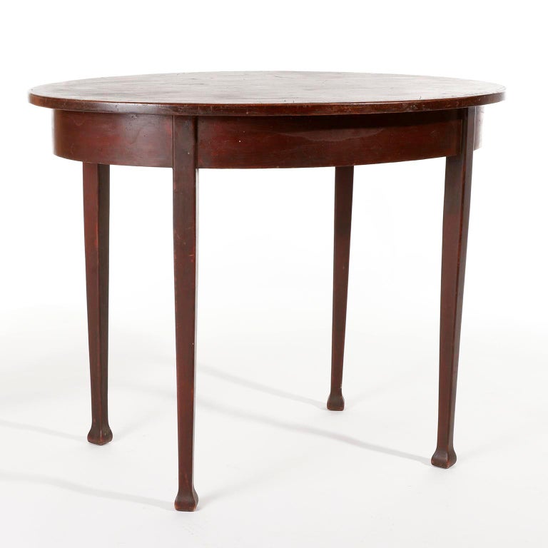 An oval table designed by Marcel Kammerer and manufactured by Thonet, Austria, circa 1910.
Due to its size it can be used as gueridon, dining, console, center or vanity table.
It is made of dark stained beech wood in mahogany tone finished with