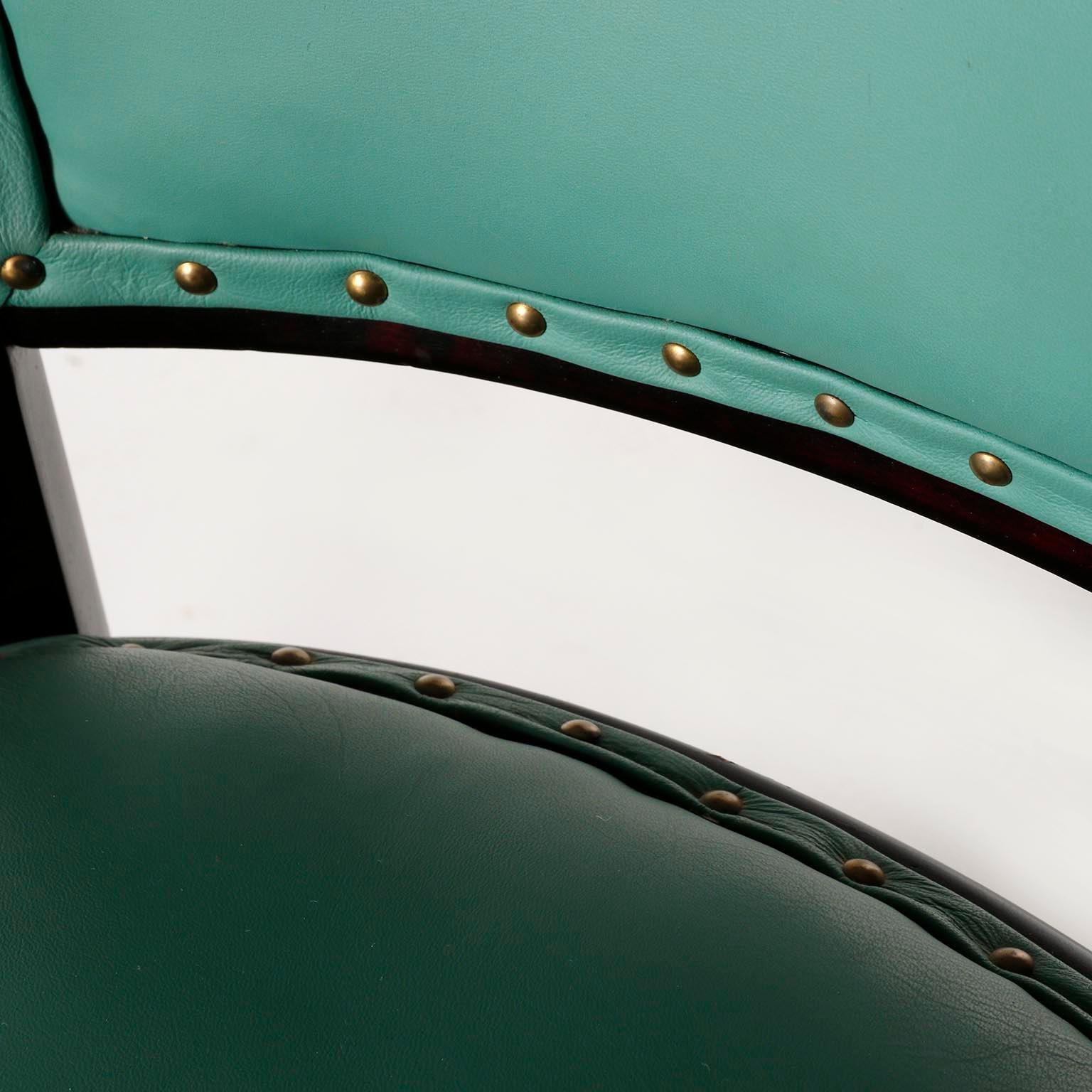 Siège de banquette Marcel Kammerer, Thonet Autriche, cuir vert turquoise, 1910 en vente 10