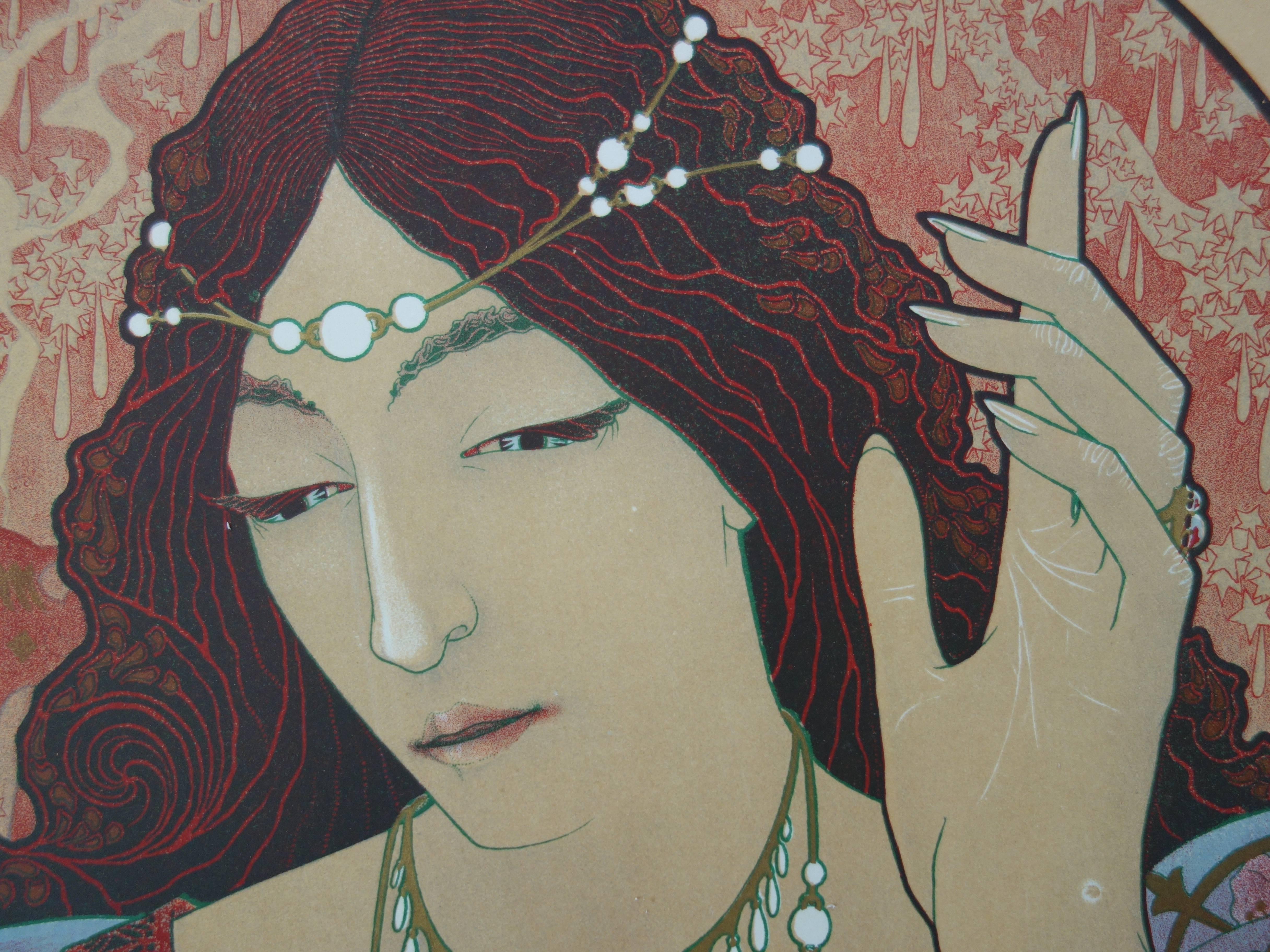 Art Nouveau Woman Praying - Original lithograph (1897/98) For Sale 2
