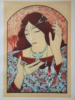Art Nouveau Mujer rezando - Litografía original (1897/98)