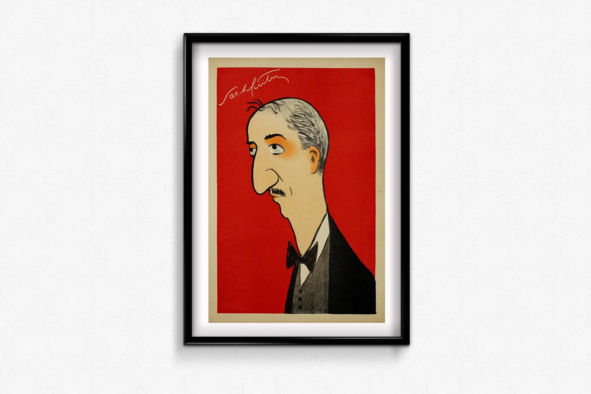 Manifesto originale del 1920 circa dell'illustratore francese Marcel Levèque per Sacha Guitry in vendita 1