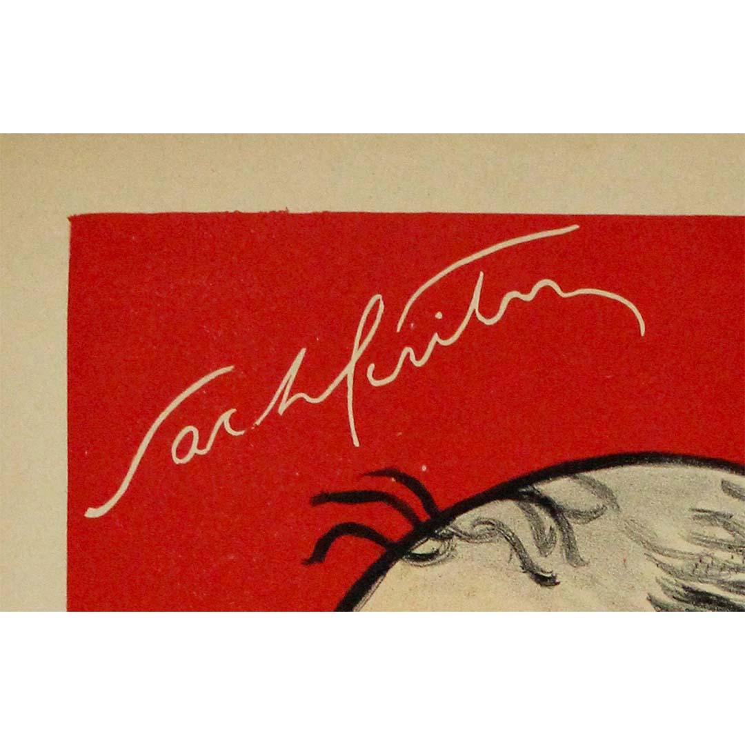Manifesto originale del 1920 circa dell'illustratore francese Marcel Levèque per Sacha Guitry in vendita 2