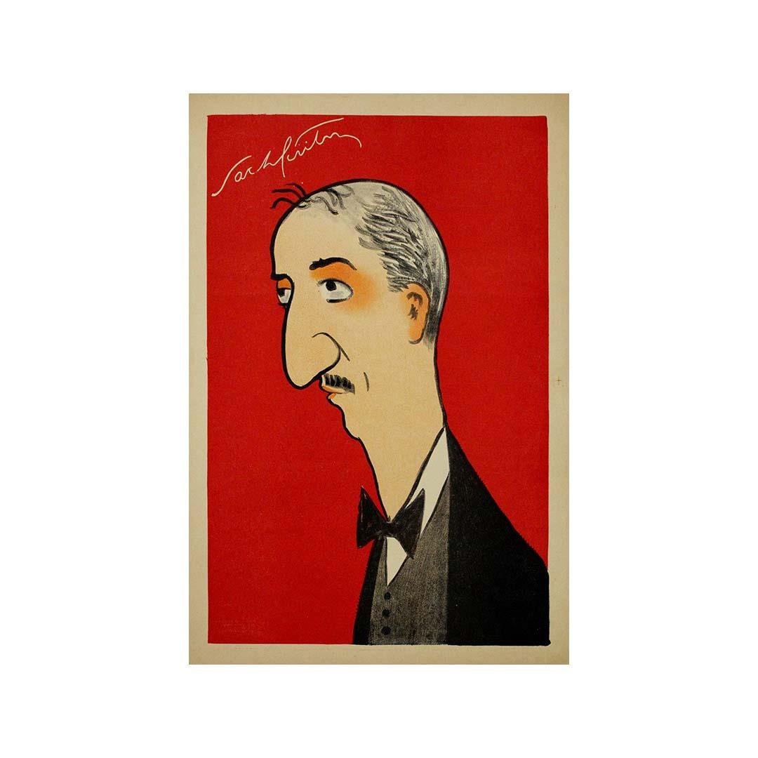 Manifesto originale del 1920 circa dell'illustratore francese Marcel Levèque per Sacha Guitry in vendita 3